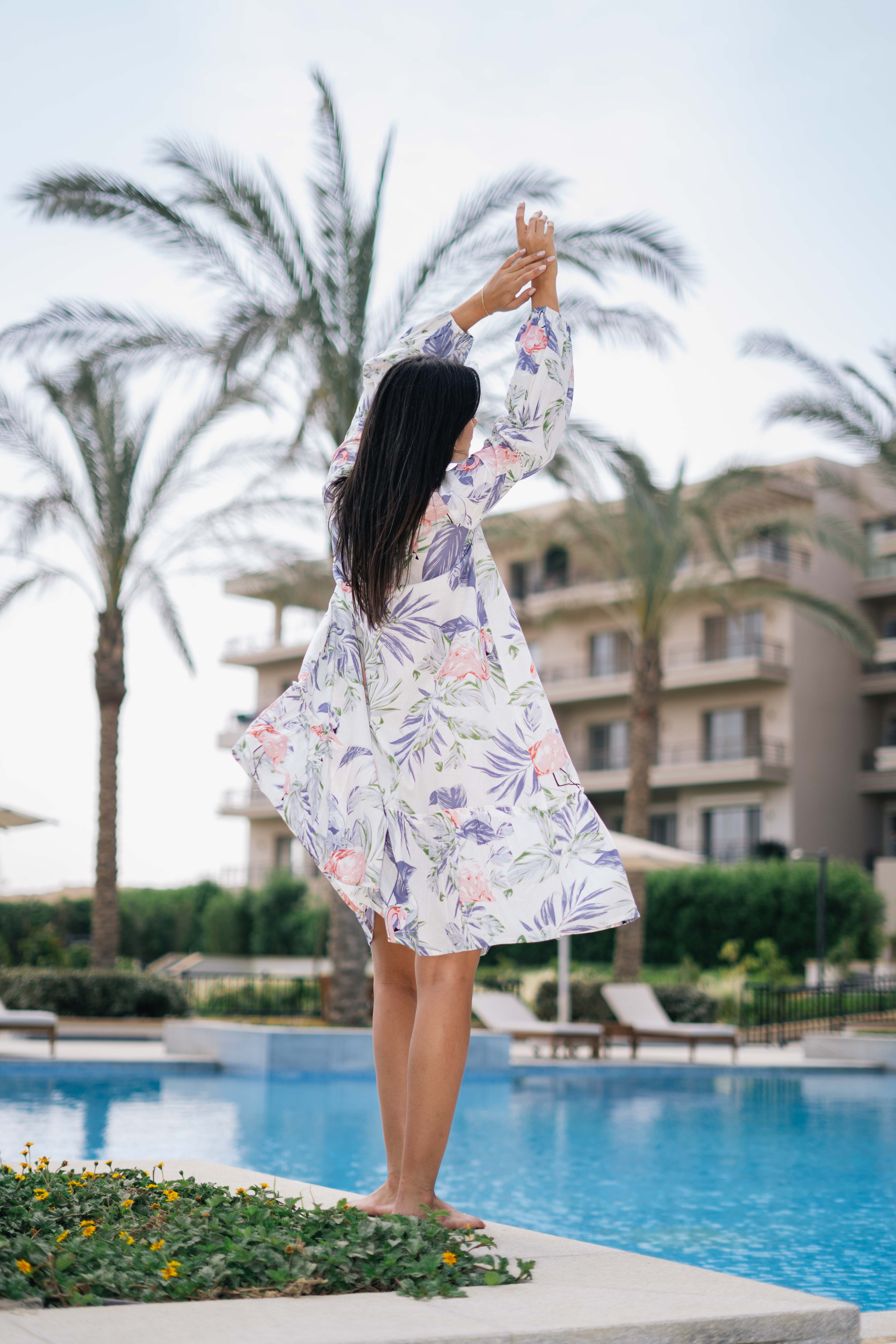 Floral Printed Cotton Dress for Women