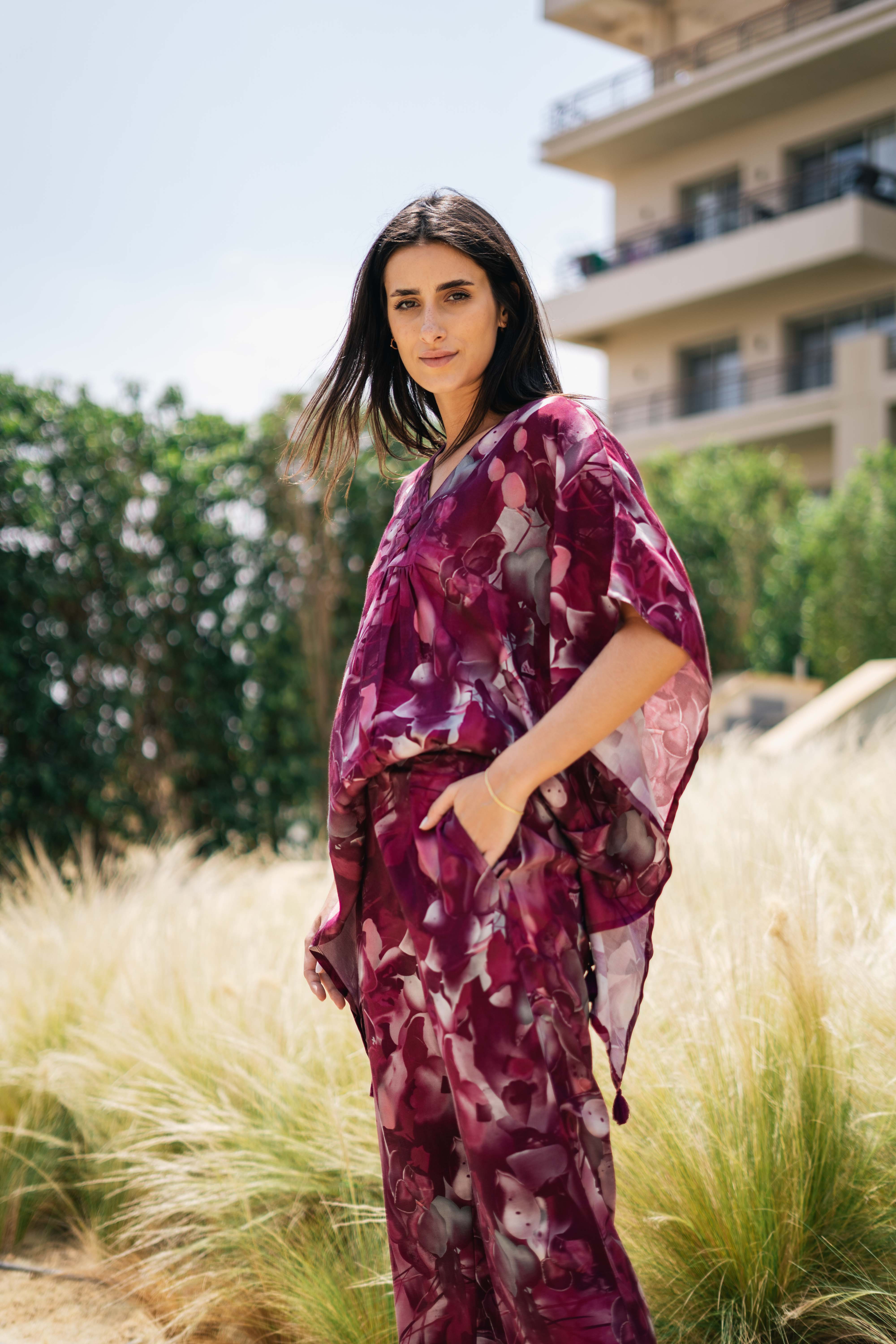 Floral Printed V-Neck Co-ords Set for Women - SanskrutiHomes