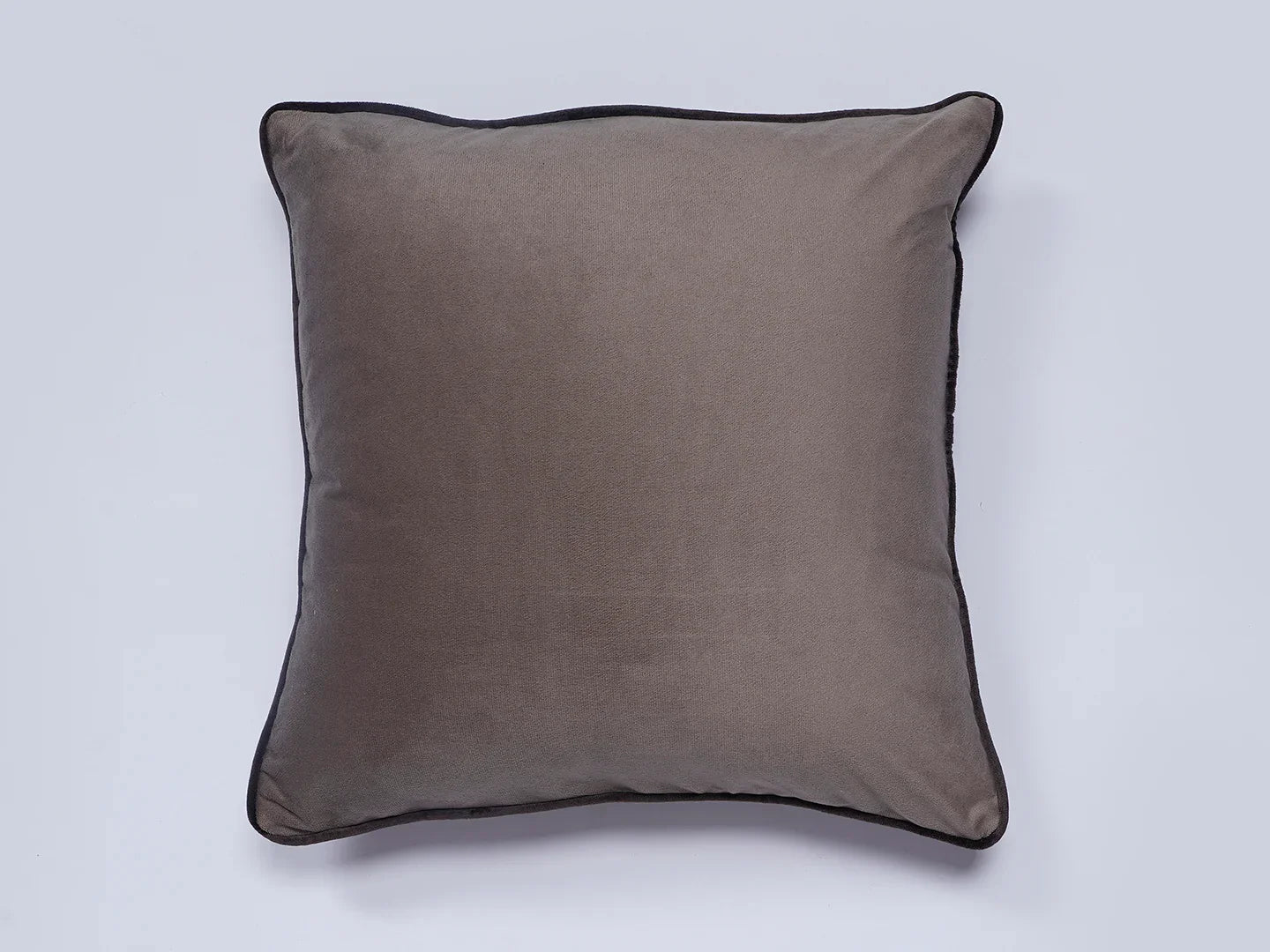 Grey Solid Print Velvet Cushion Cover - SanskrutiHomes
