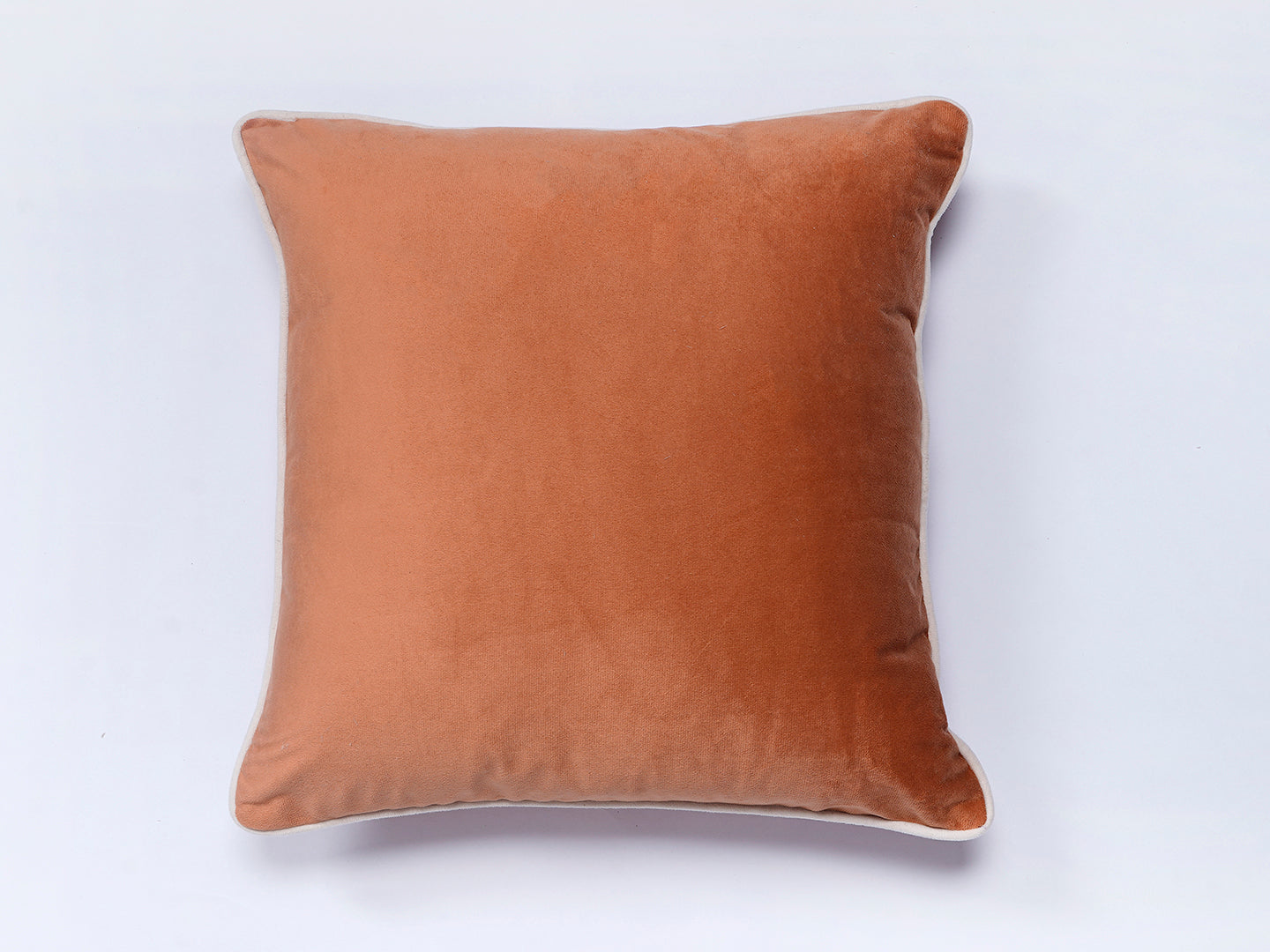 Peach Solid Print Velvet Cushion Cover