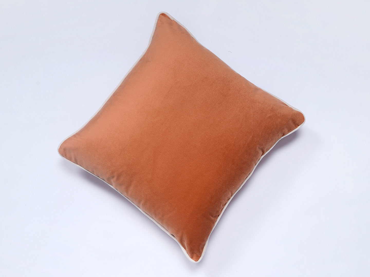 Peach Solid Print Velvet Cushion Cover