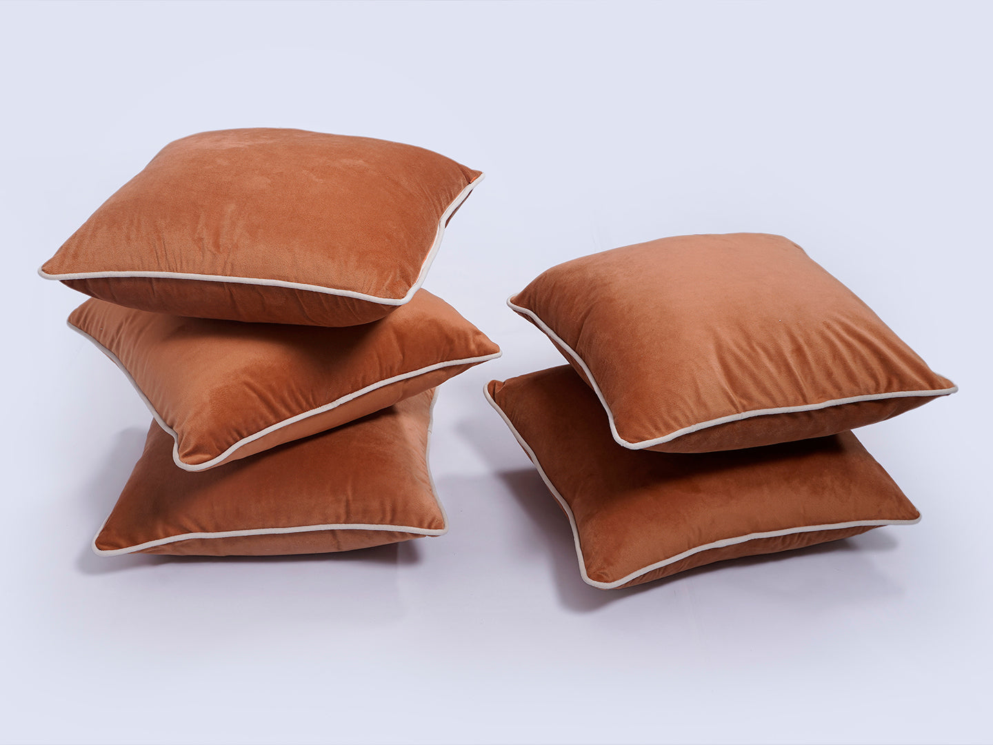 Peach Solid Print Velvet Cushion Cover