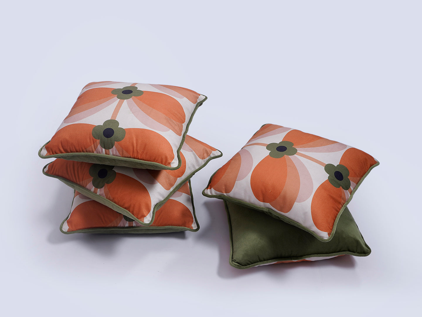 Velvet Floral Design Printed Cushion Cover