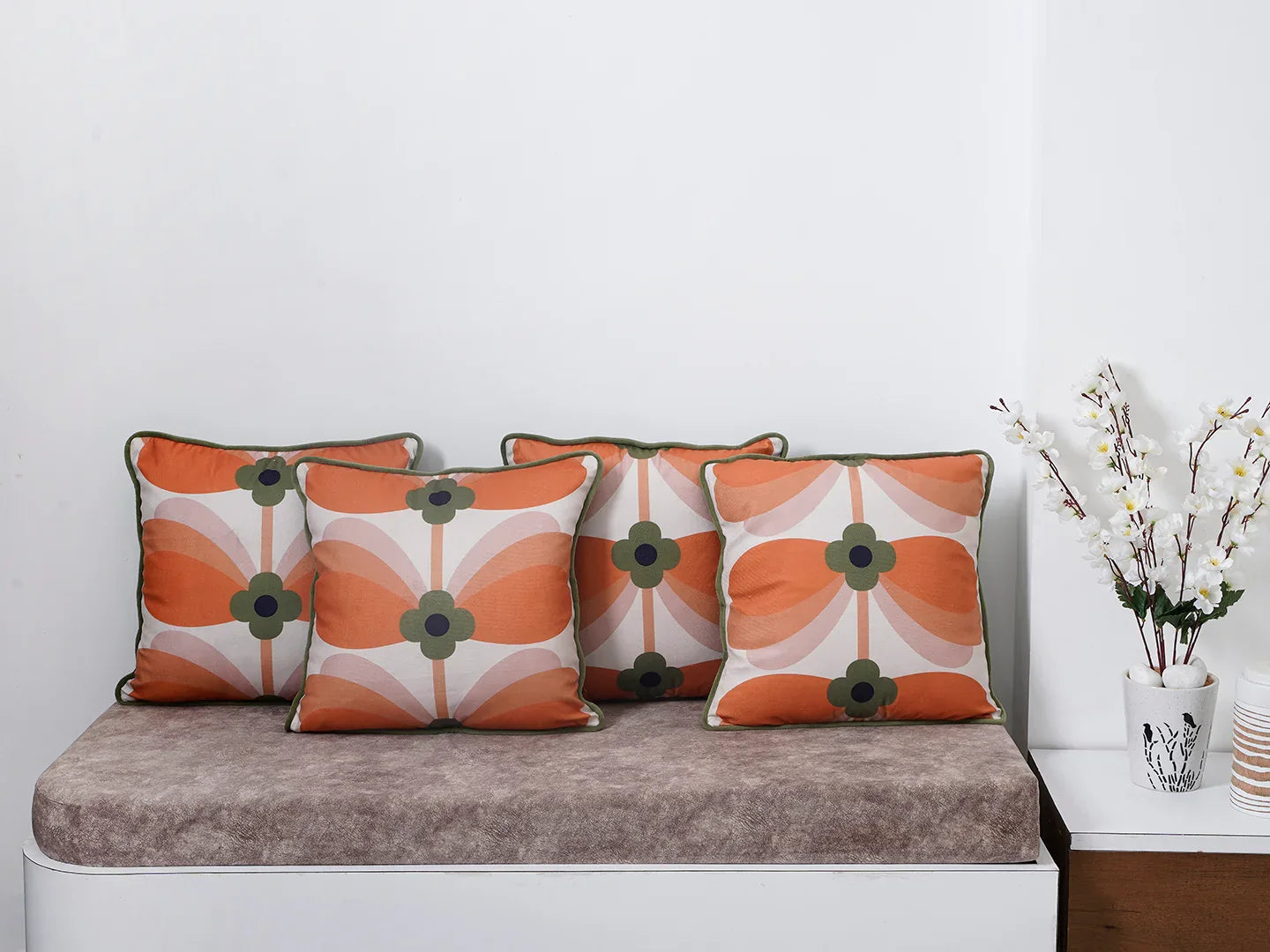 Velvet Floral Design Printed Cushion Cover - SanskrutiHomes