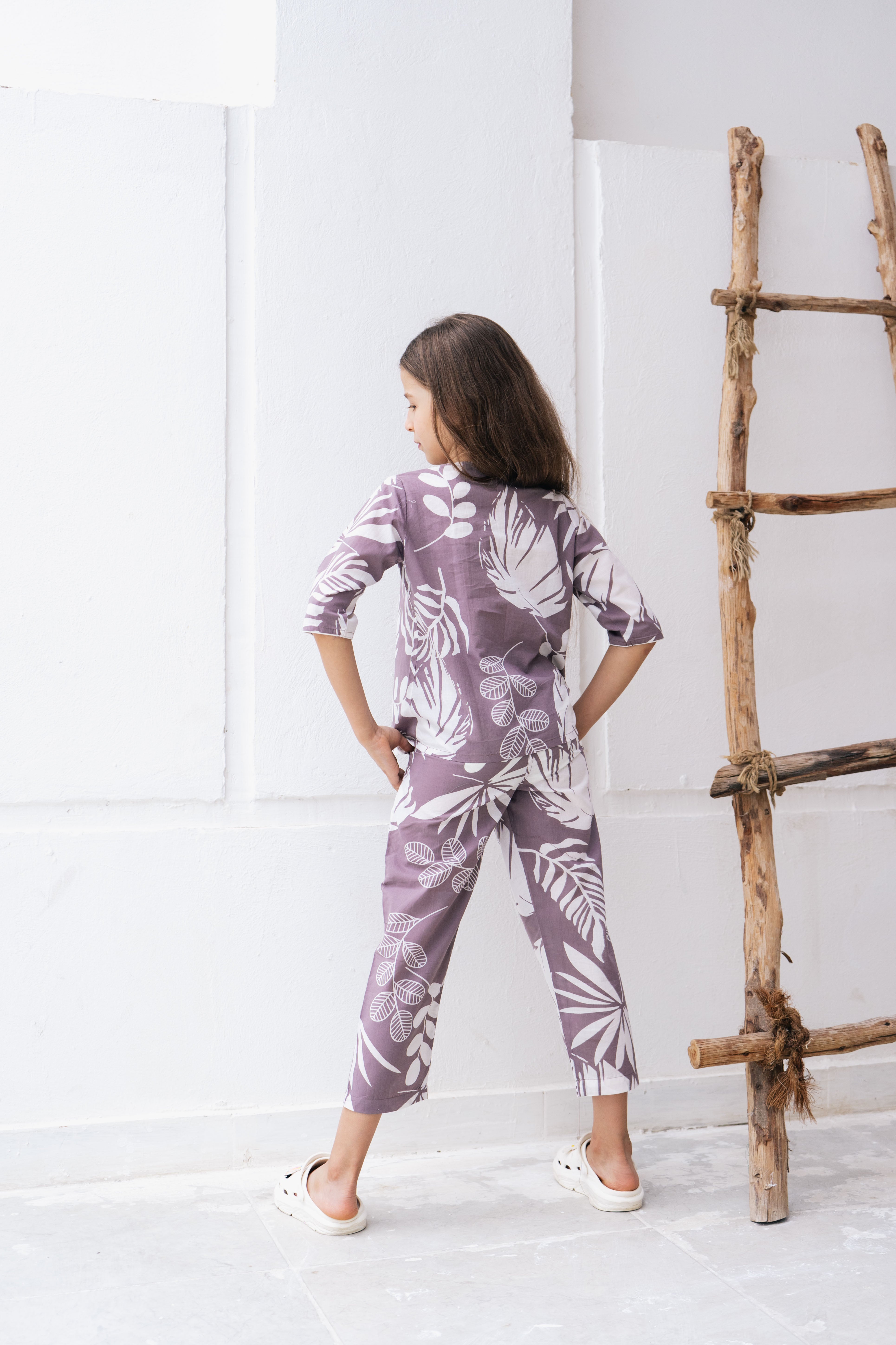 leaf Printed Cotton Night Suit for Kids - SanskrutiHomes