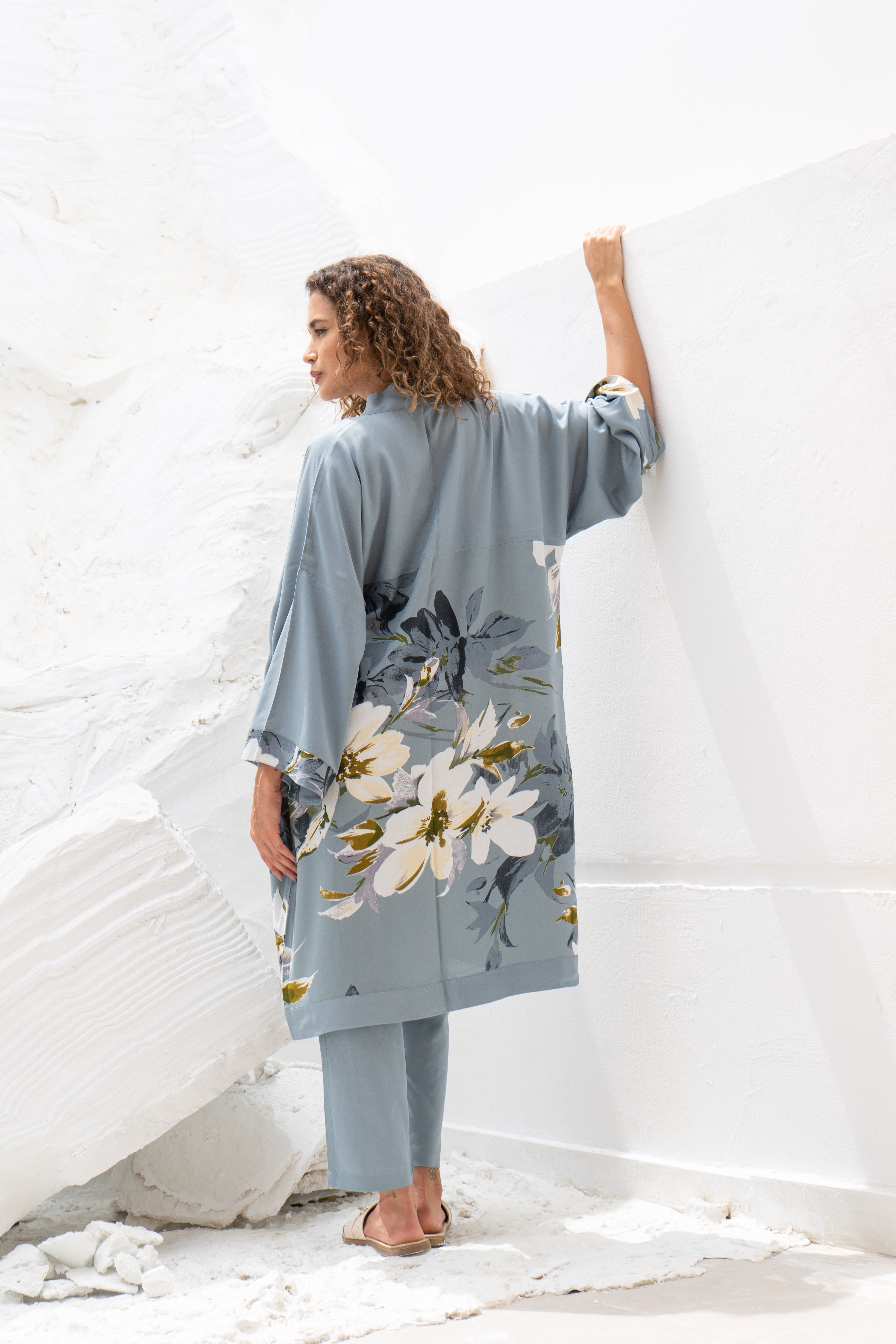 Set of 3 Grey Cotton Night Suit Set - SanskrutiHomes