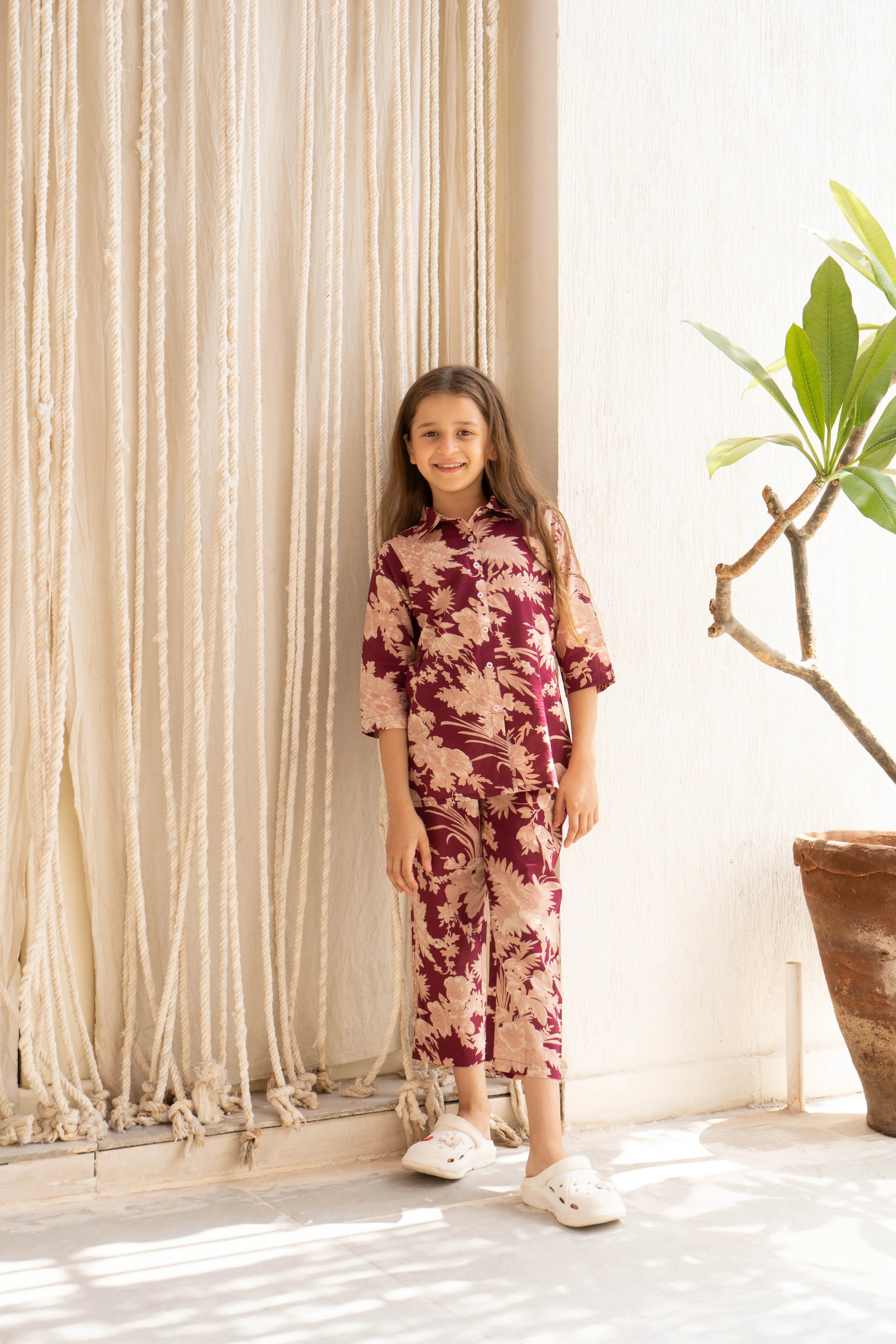 Flower Printed Cotton Night Suit for Kids - SanskrutiHomes