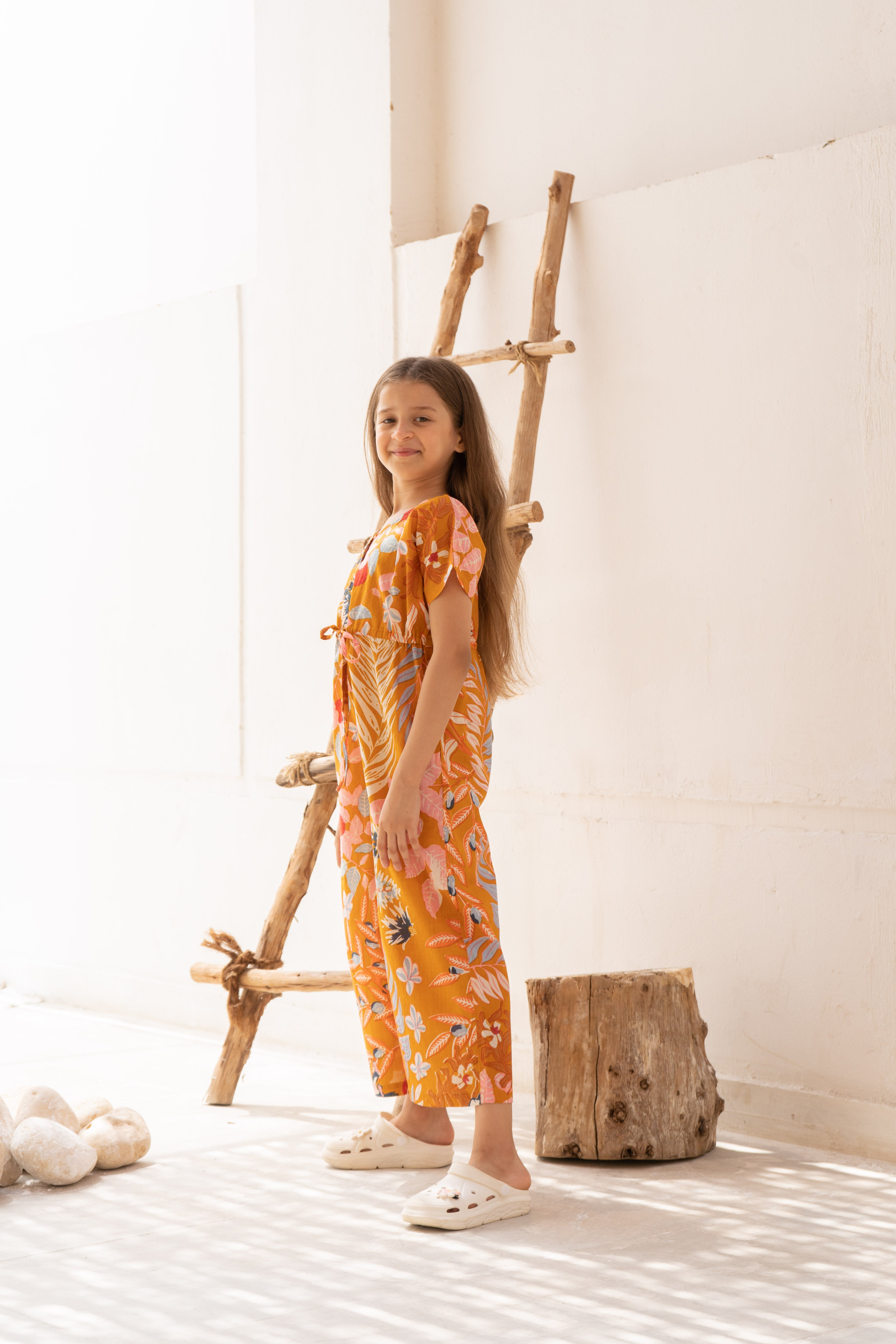 Flower Printed Kids Jump Suit