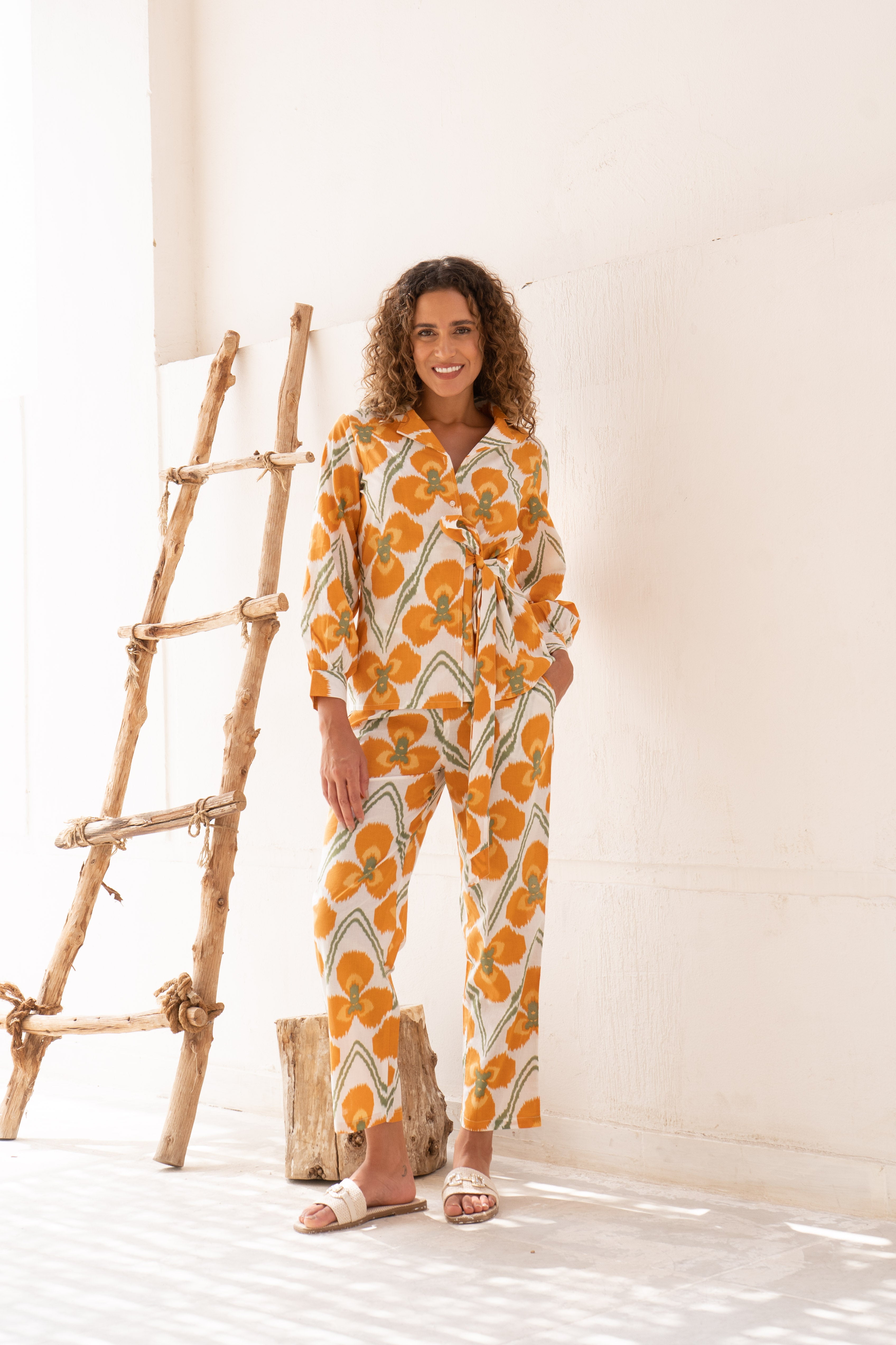 Yellow Flower Printed Cotton Co-ords Set