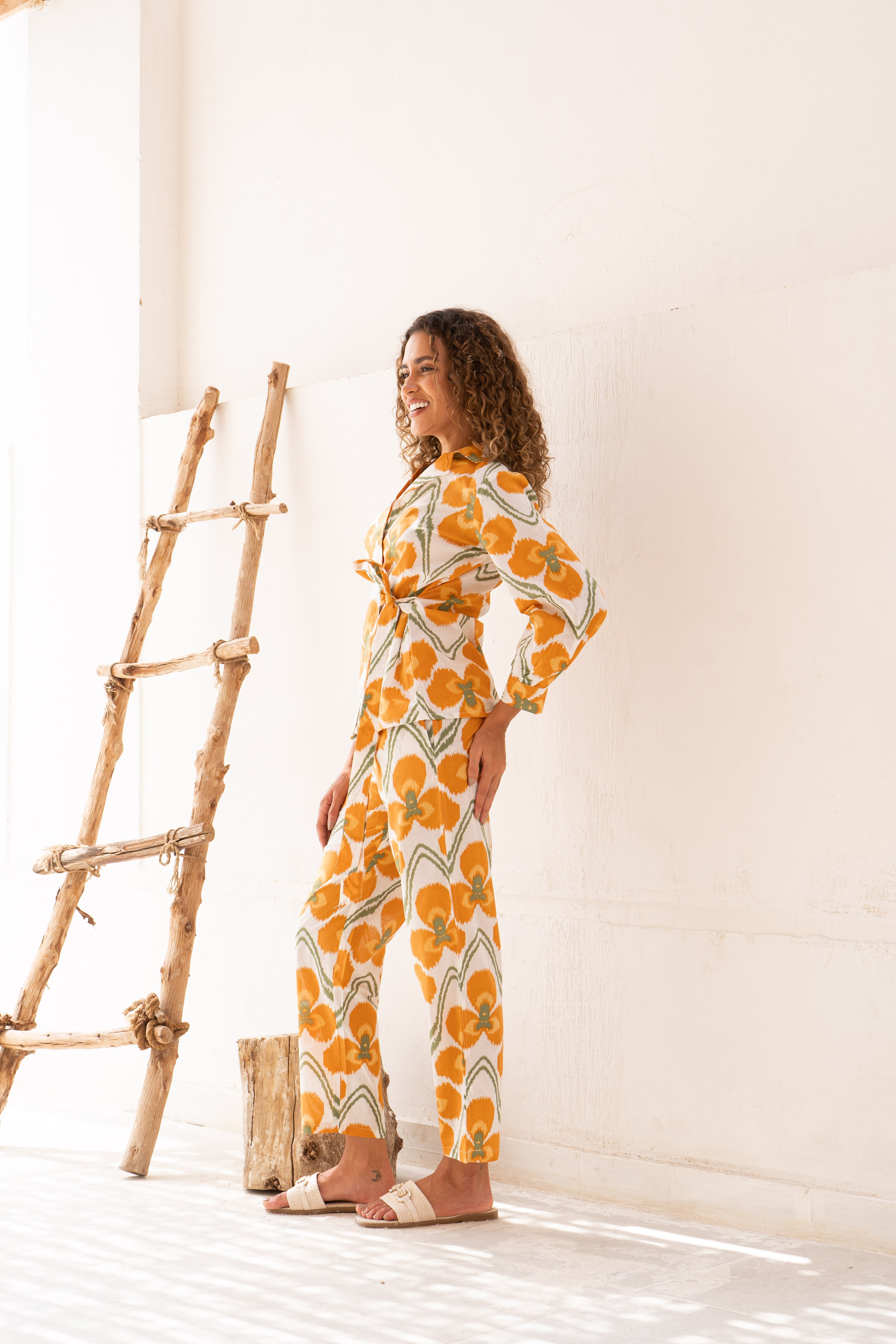 Yellow Flower Printed Cotton Co-ords Set