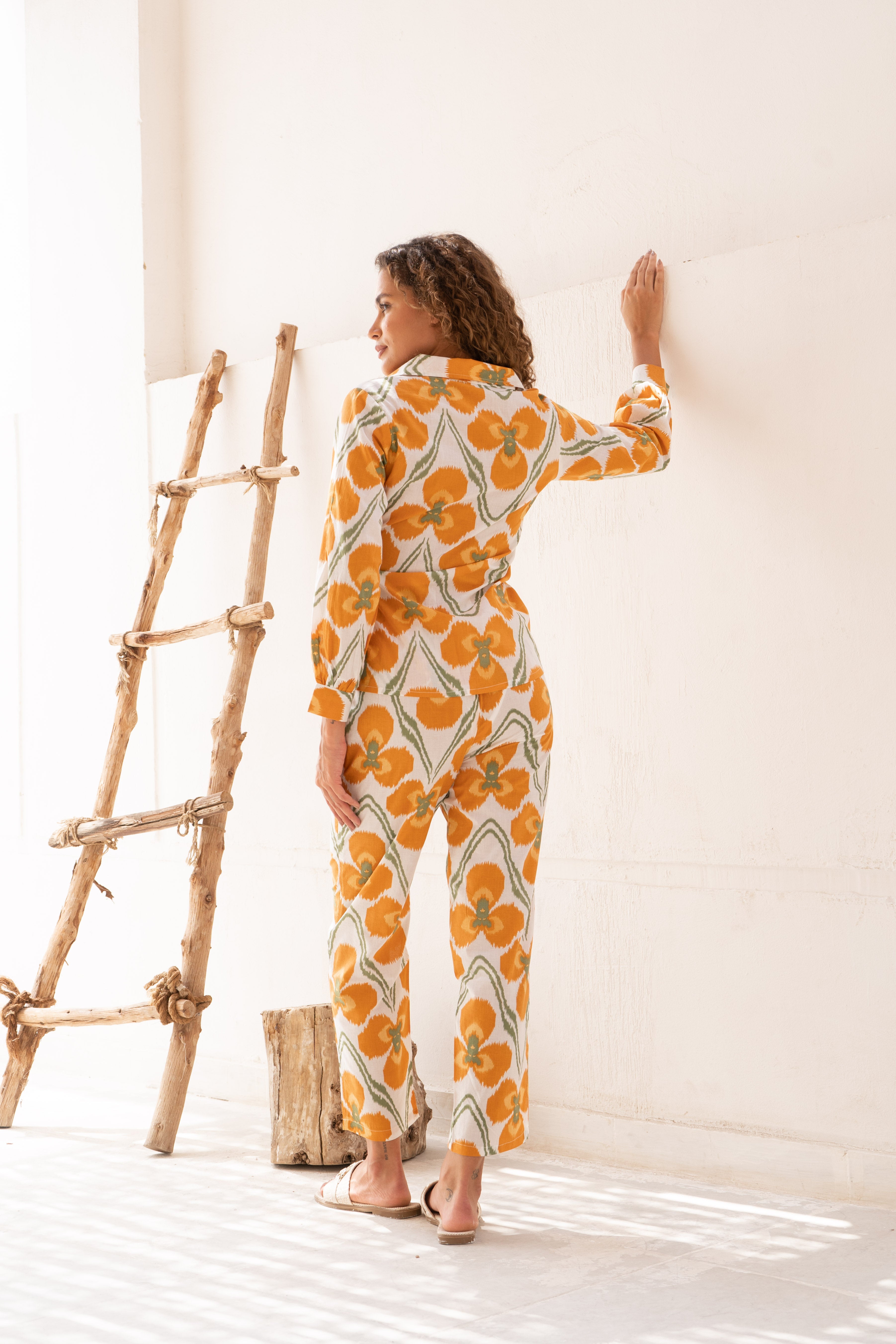 Yellow Flower Printed Cotton Co-ords Set