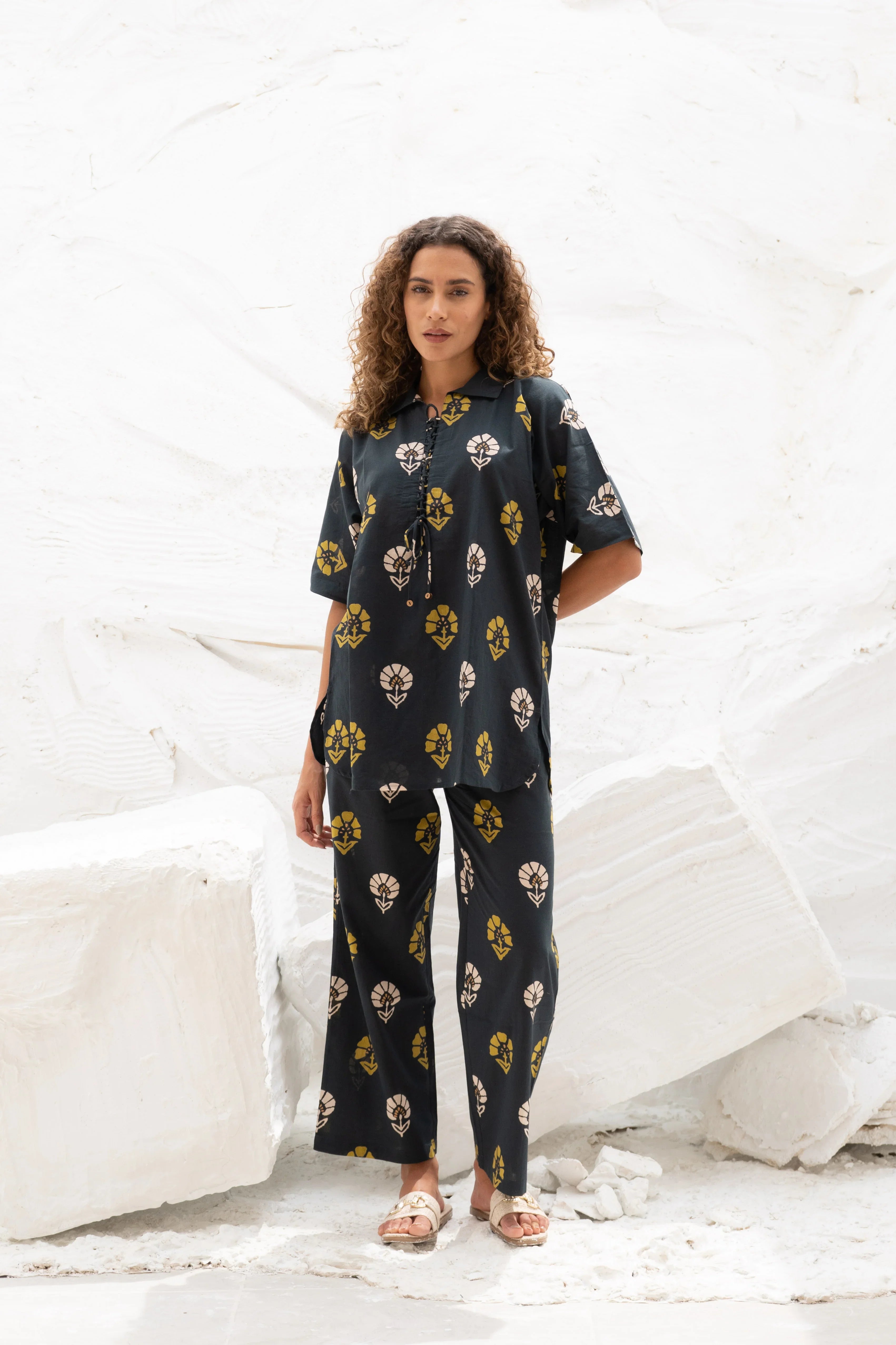 Printed Cotton Night Suit Set - SanskrutiHomes