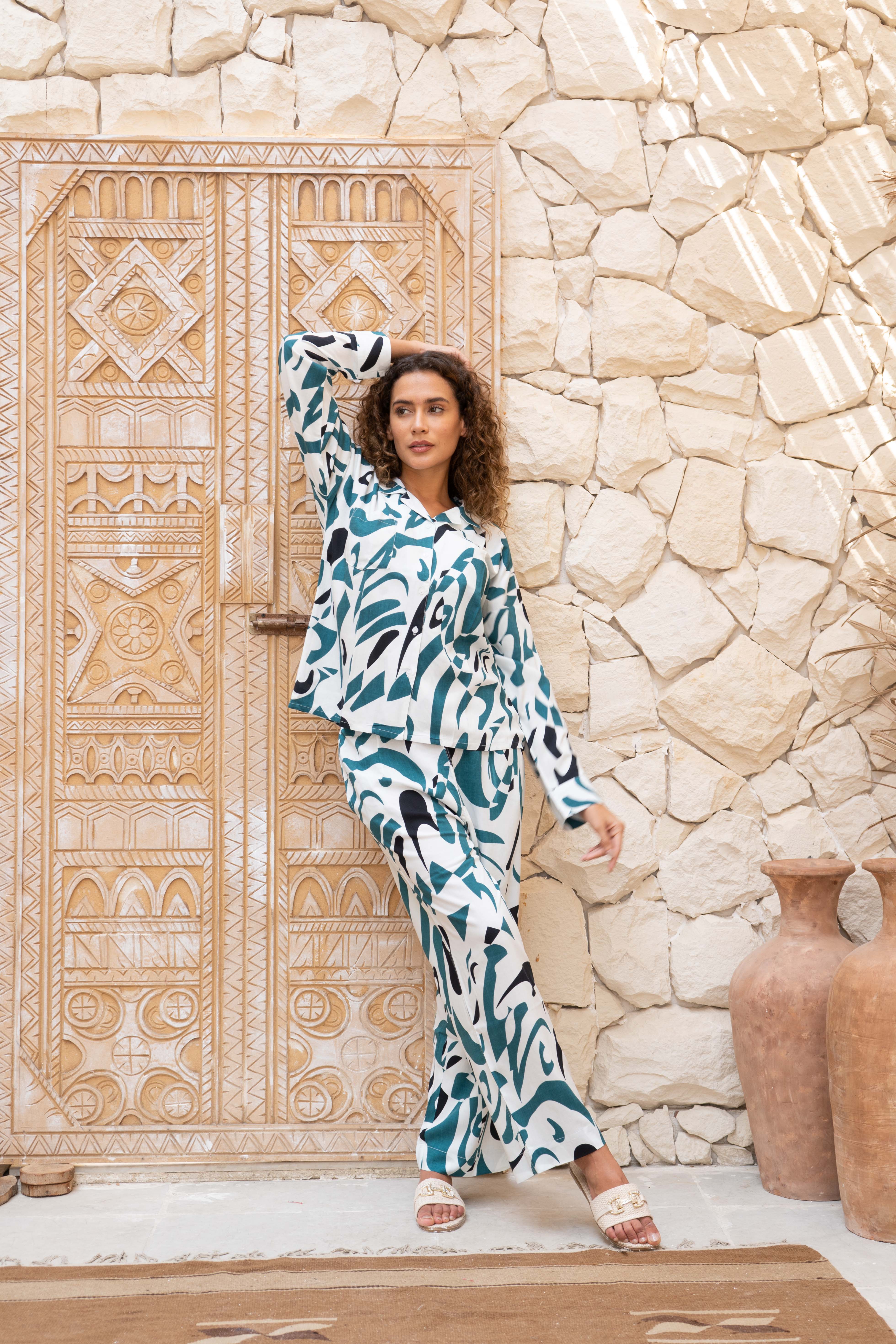 Cotton Printed Night Suit Set For Women