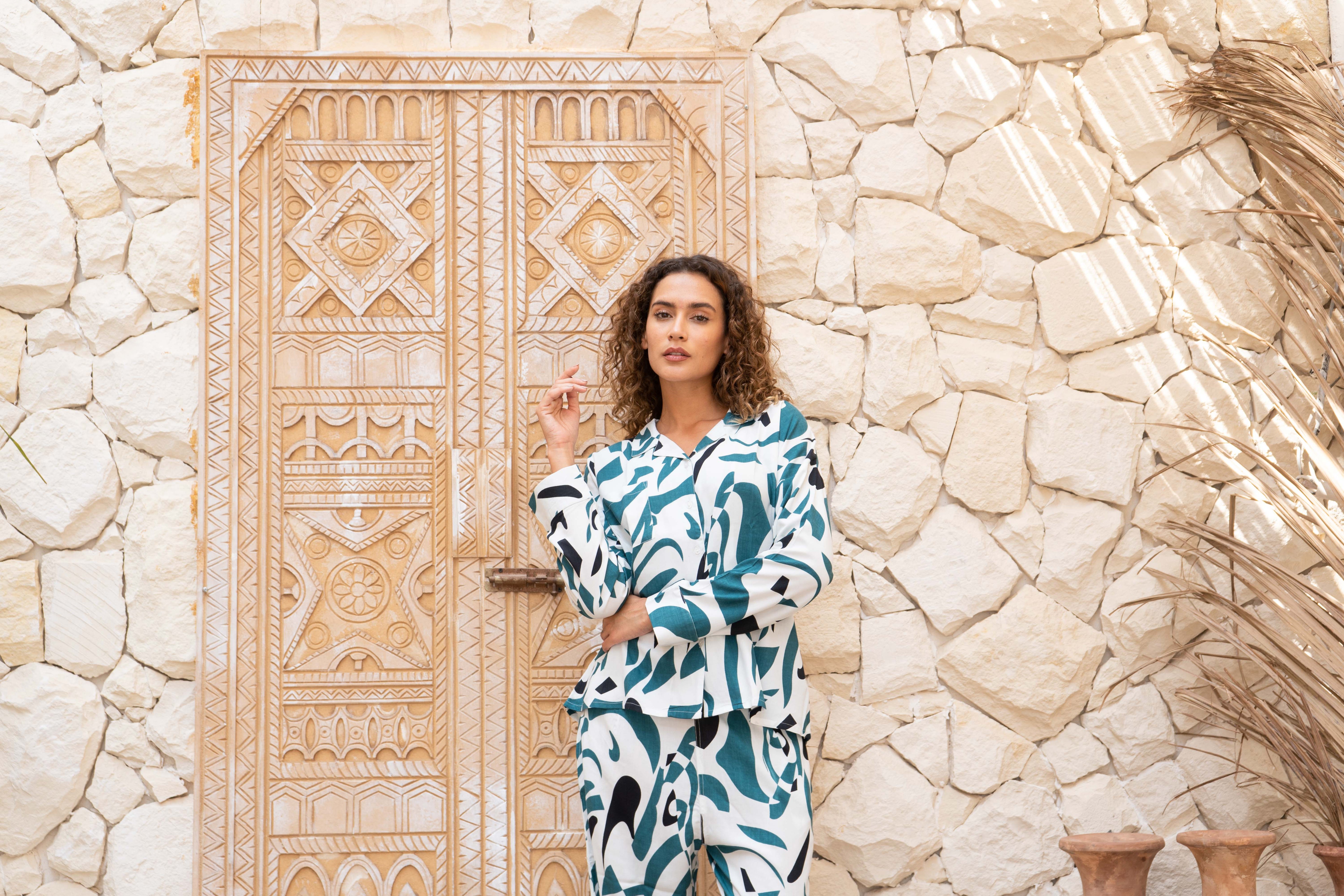 Cotton Printed Night Suit Set for Women