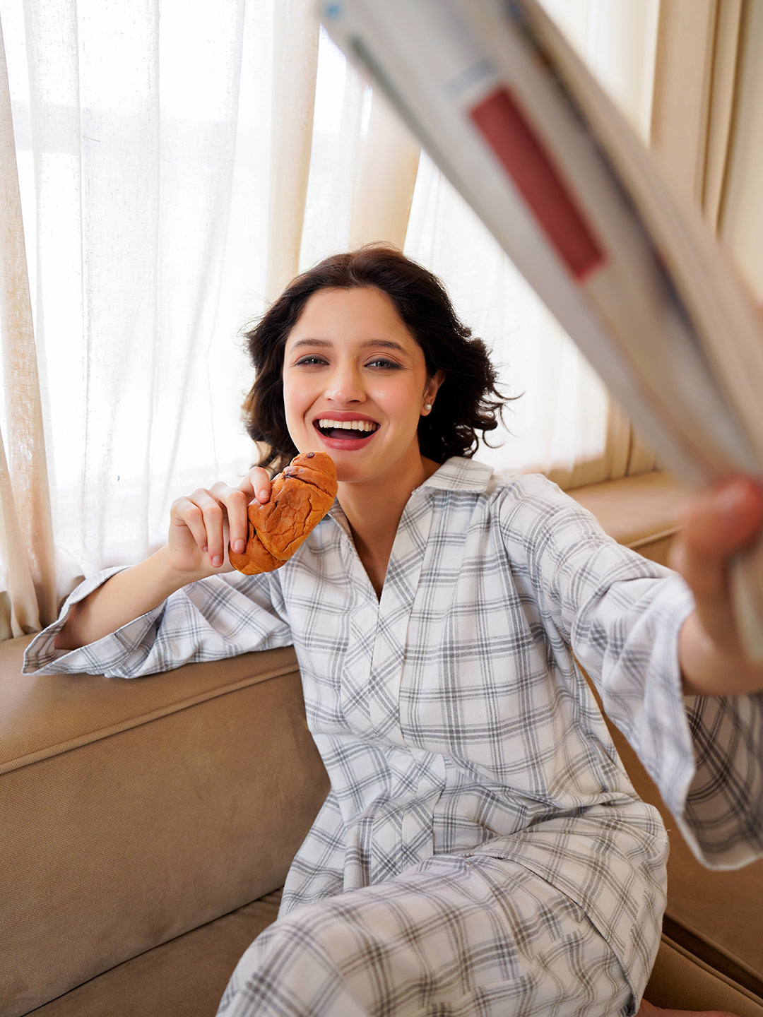 Round Neck Animal Print Cotton Night Suit - SanskrutiHomes