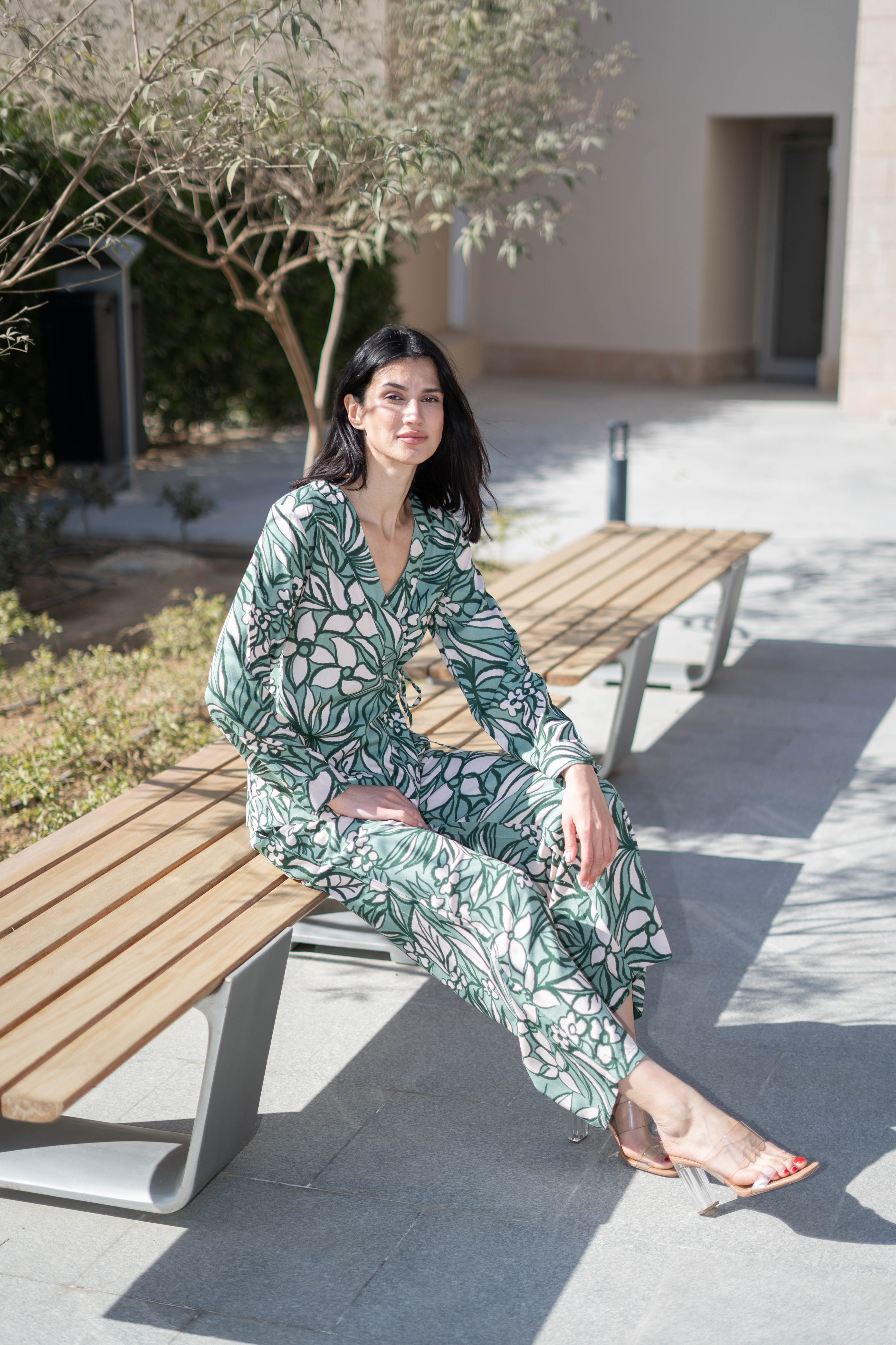 Green Floral Printed Viscose Rayon Co-ords Set