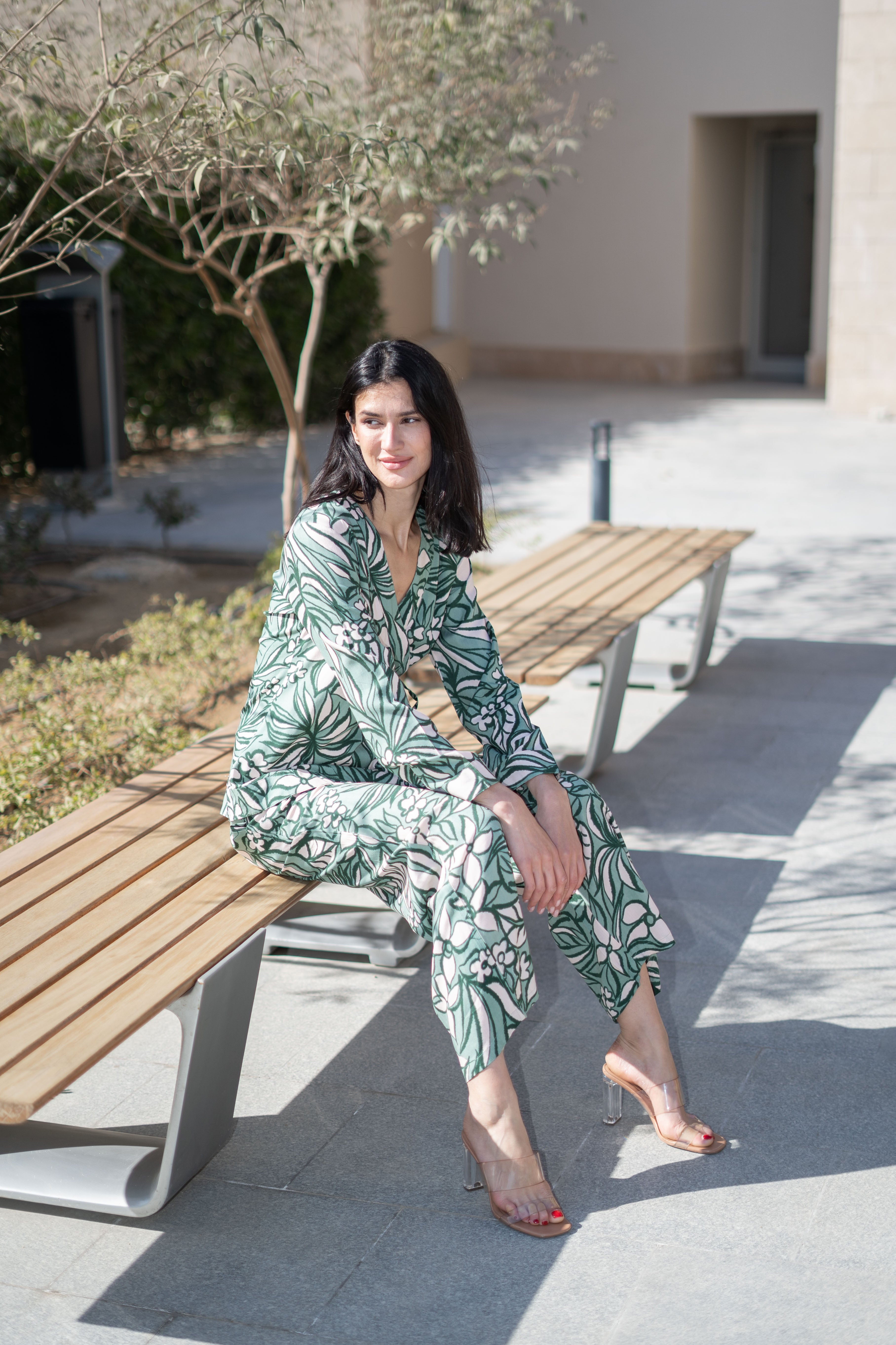 Green Floral Printed Viscose Rayon Co-ords Set