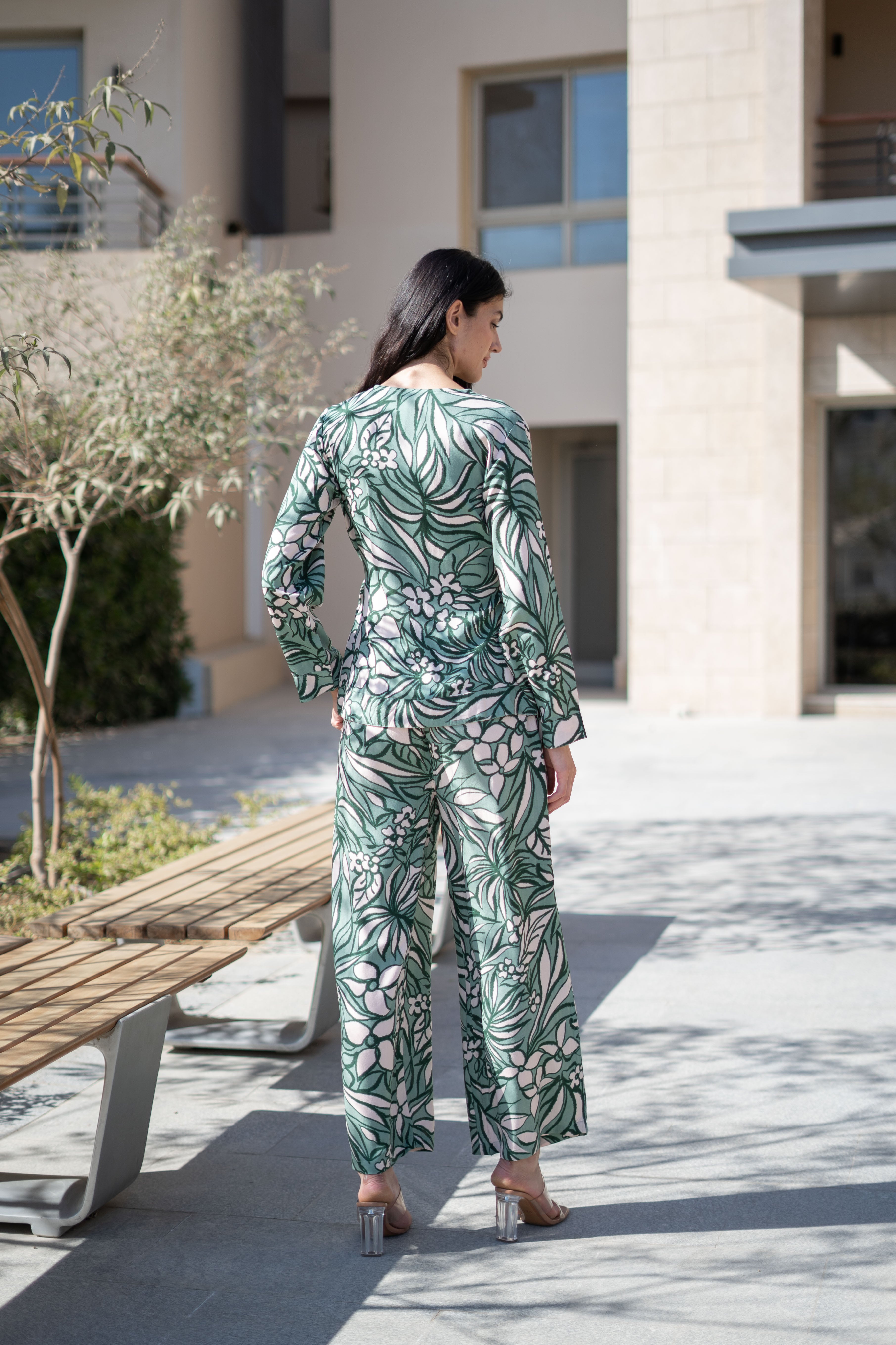 Green Floral Printed Viscose Rayon Co-ords Set