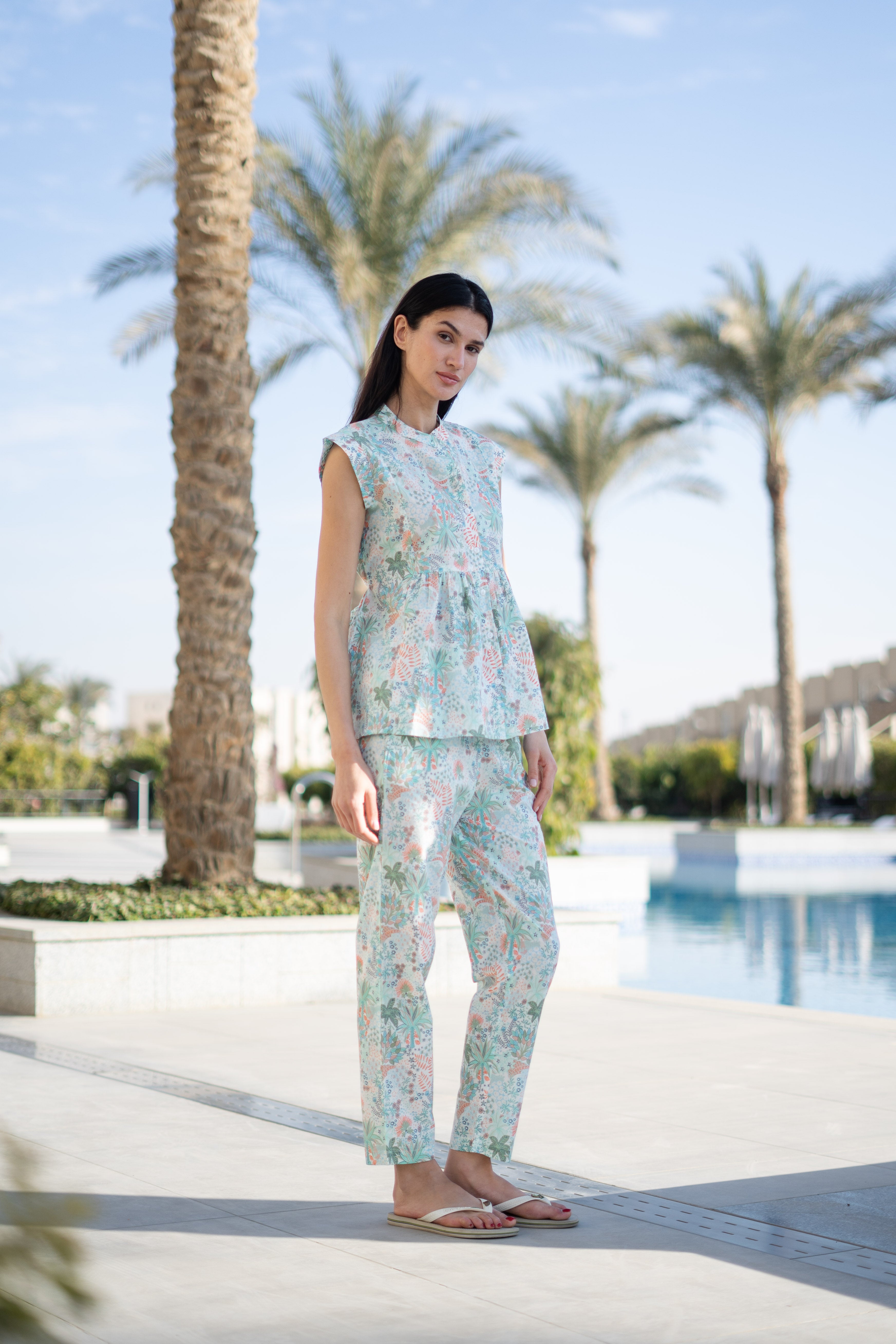 White Round Neck Cotton Night Suit