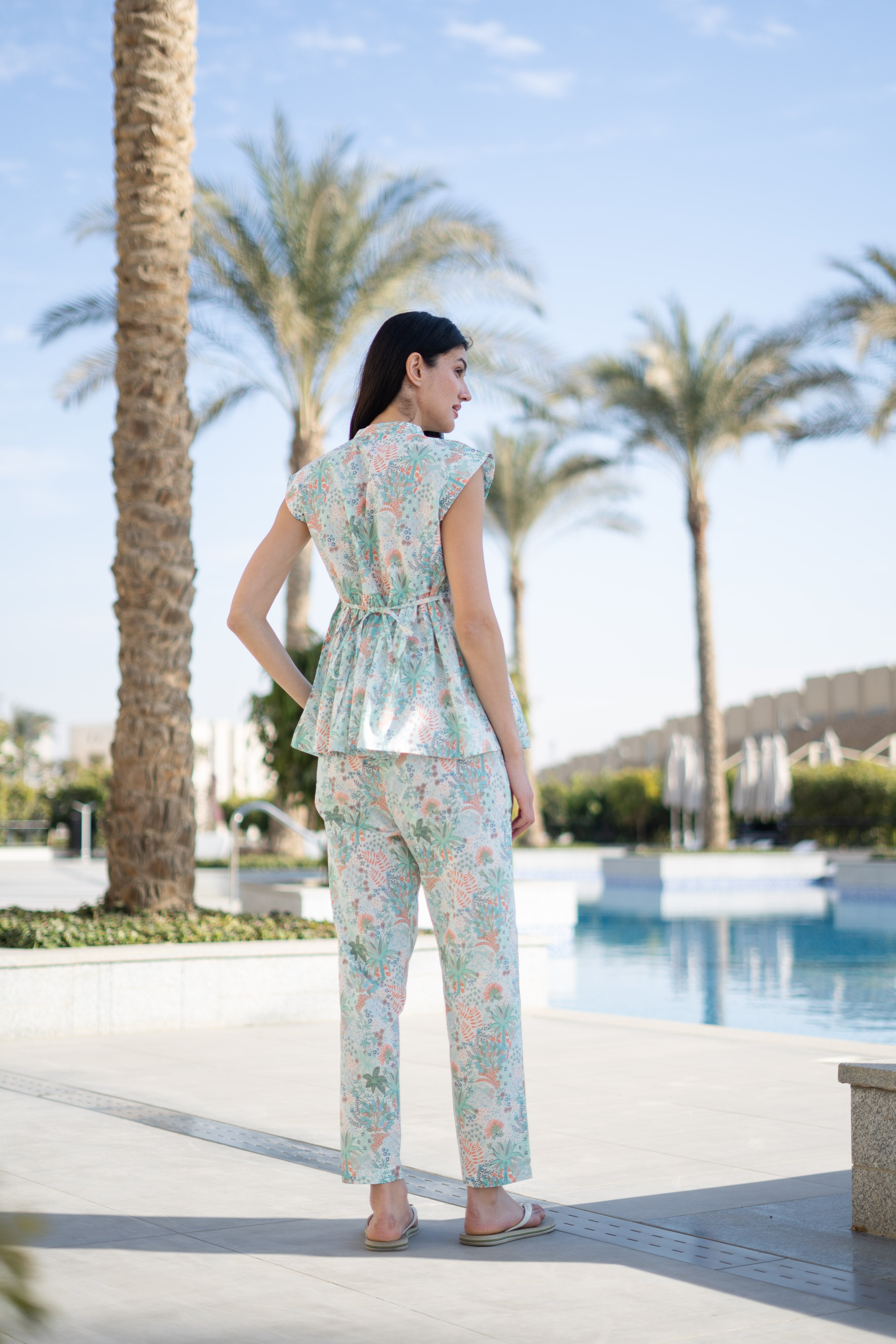 White Round Neck Cotton Night Suit