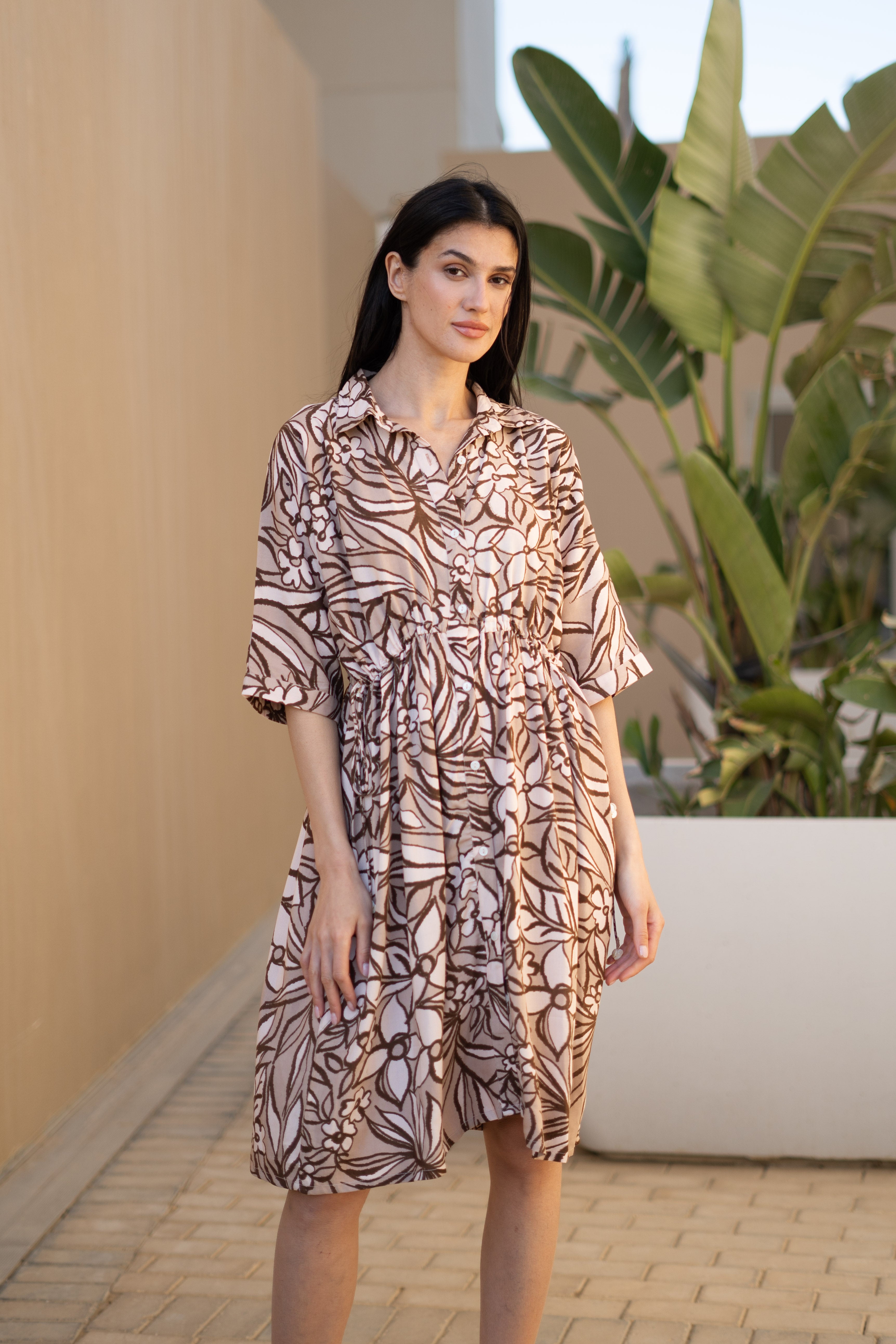 Women Cotton Grey Floral Printed Dress