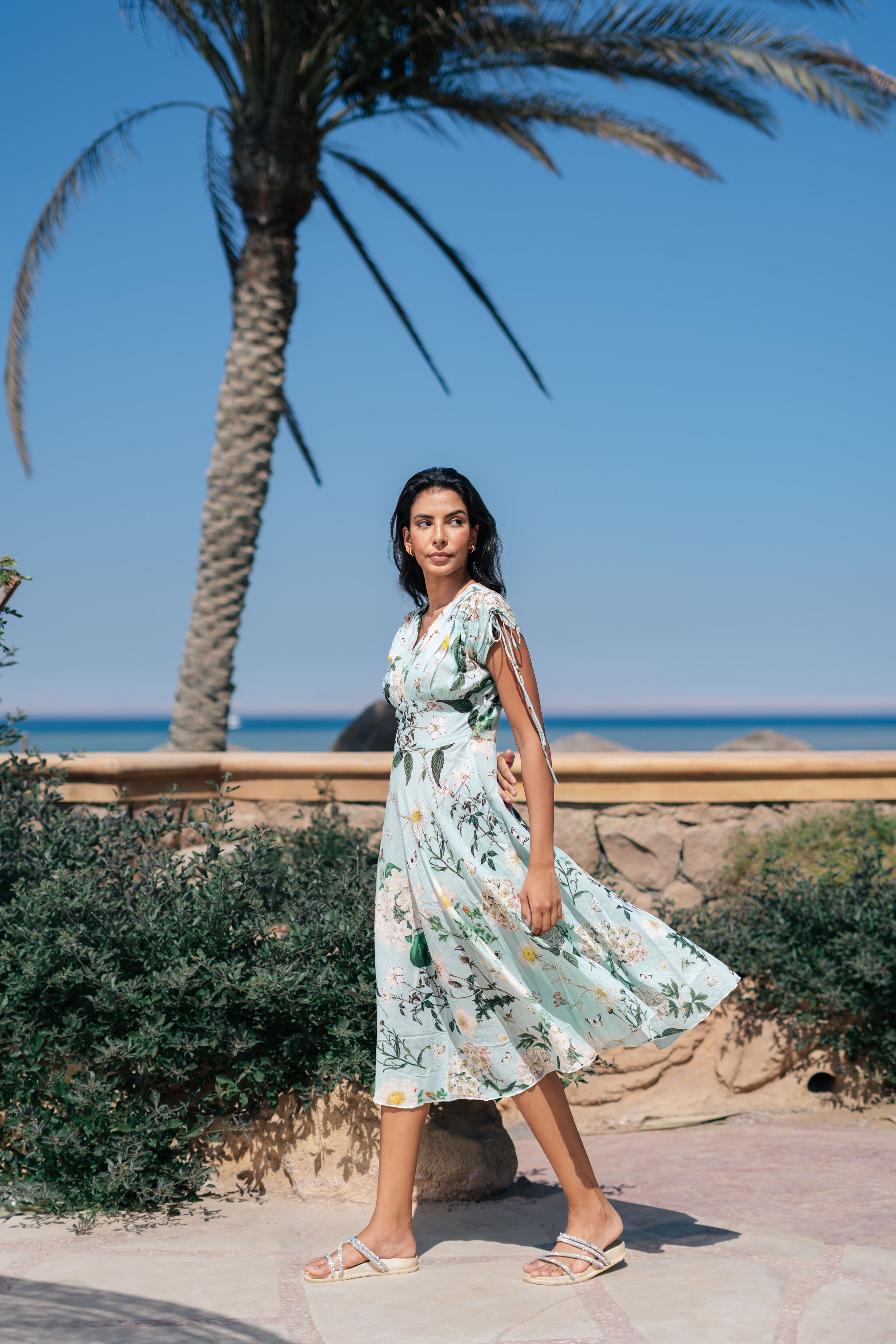 Floral Printed V-Neck Dress for Women
