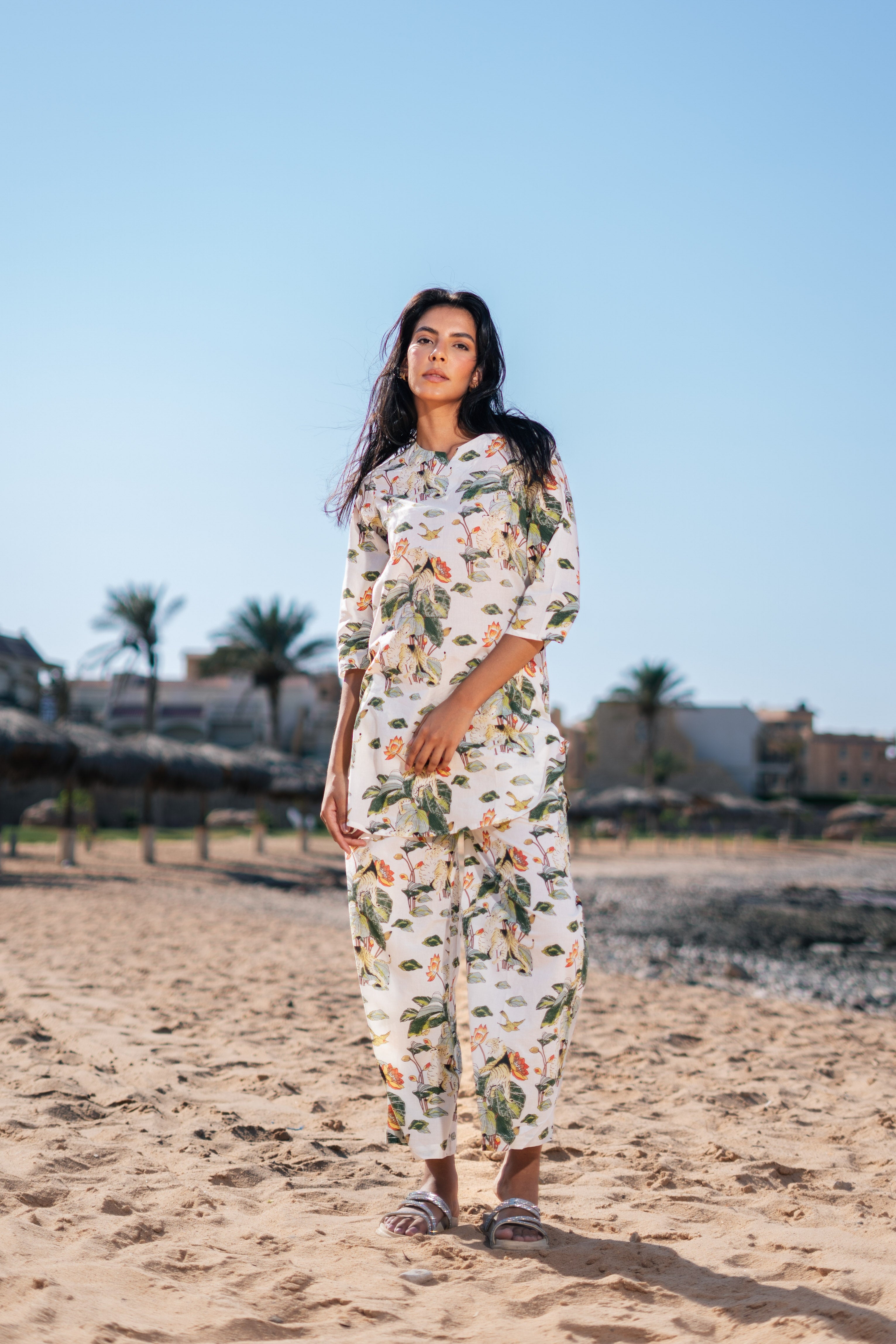 Floral Printed Night Suit Set for Women
