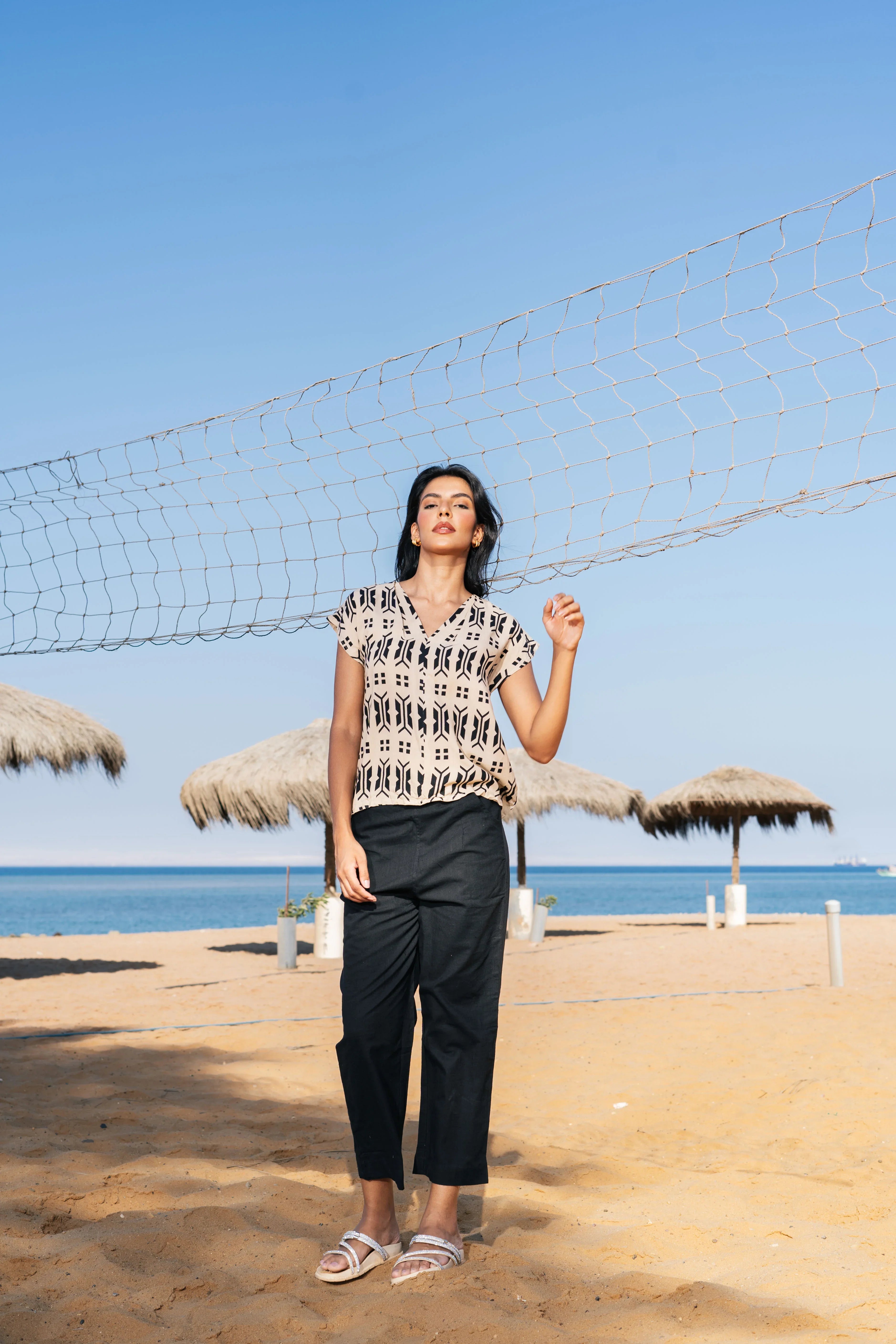 Cotton Printed V-Neck Night Suit for Women - SanskrutiHomes