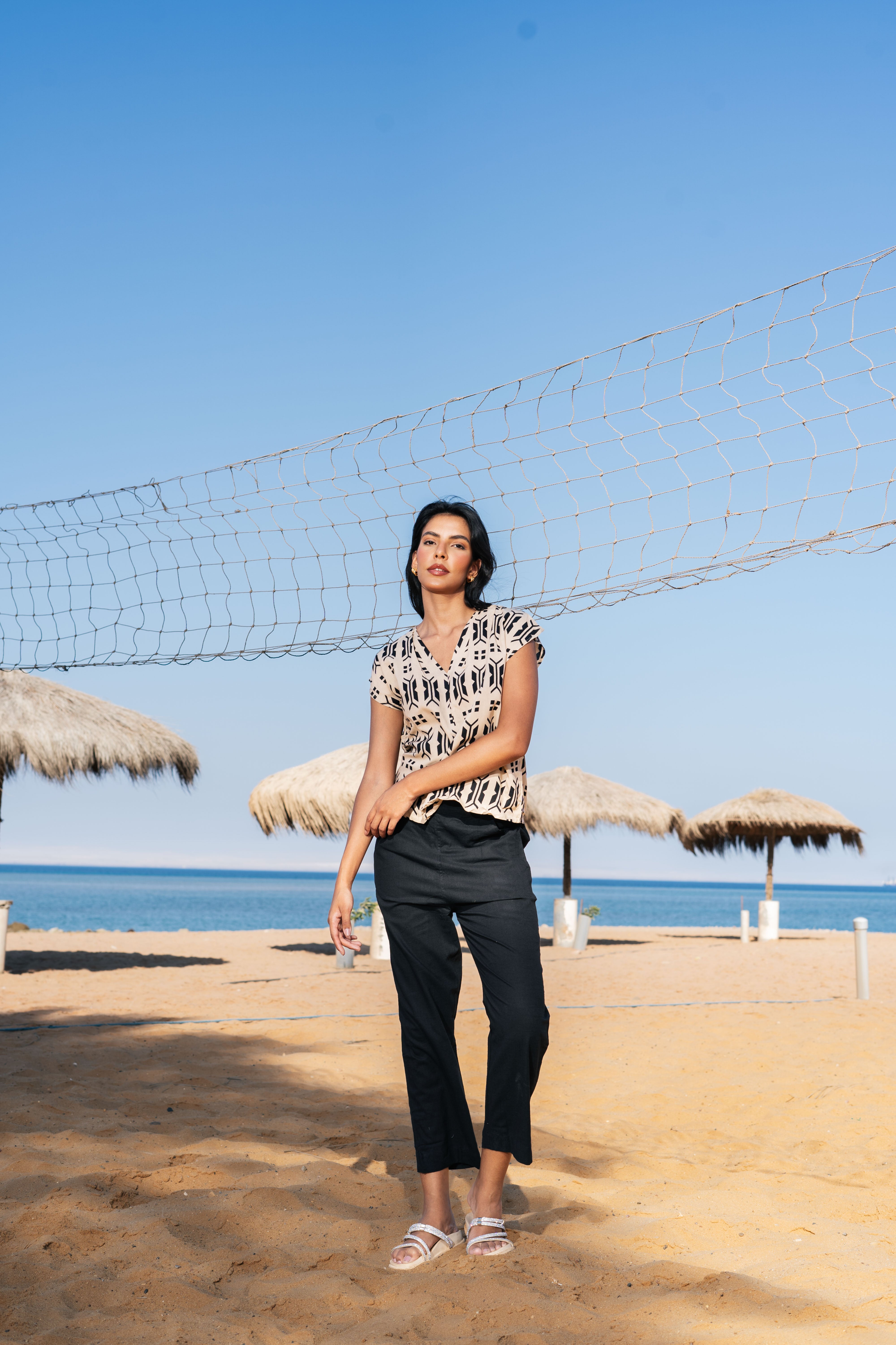 Cotton Printed V-Neck Night Suit for Women