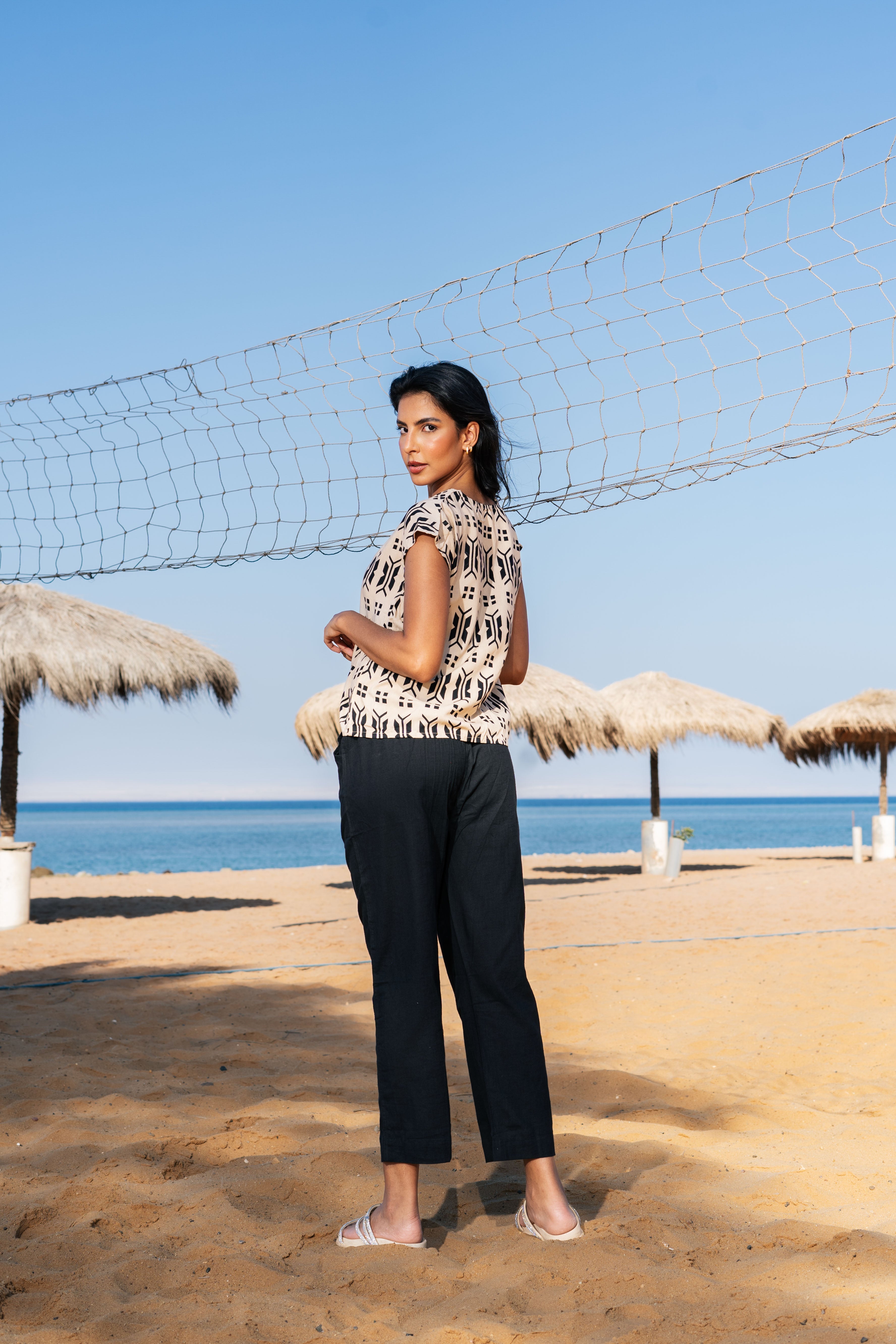 Cotton Printed V-Neck Night Suit for Women - SanskrutiHomes