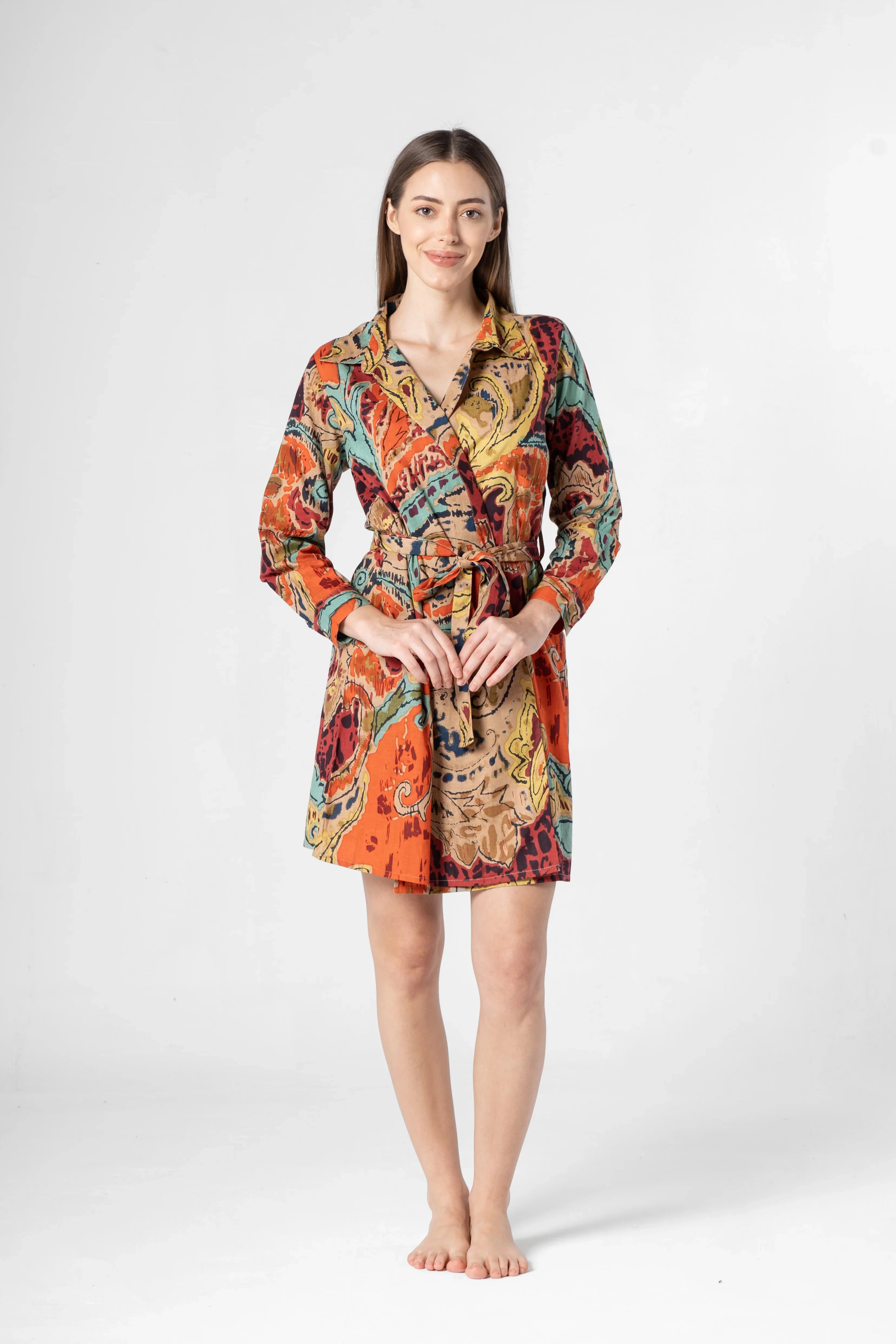 Multicolor V-Neck Dress for Women - SanskrutiHomes