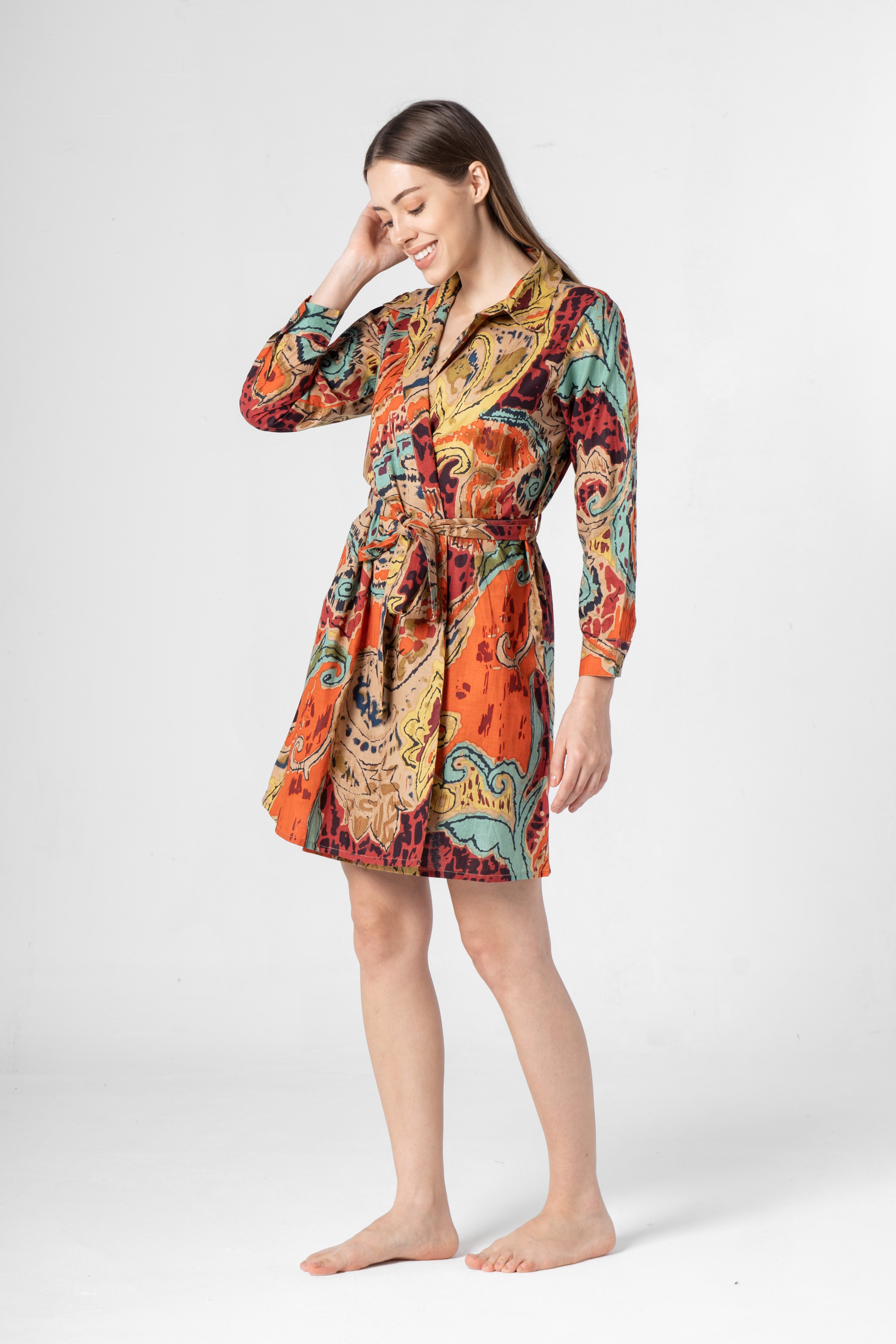 Multicolor V-Neck Dress for Women - SanskrutiHomes
