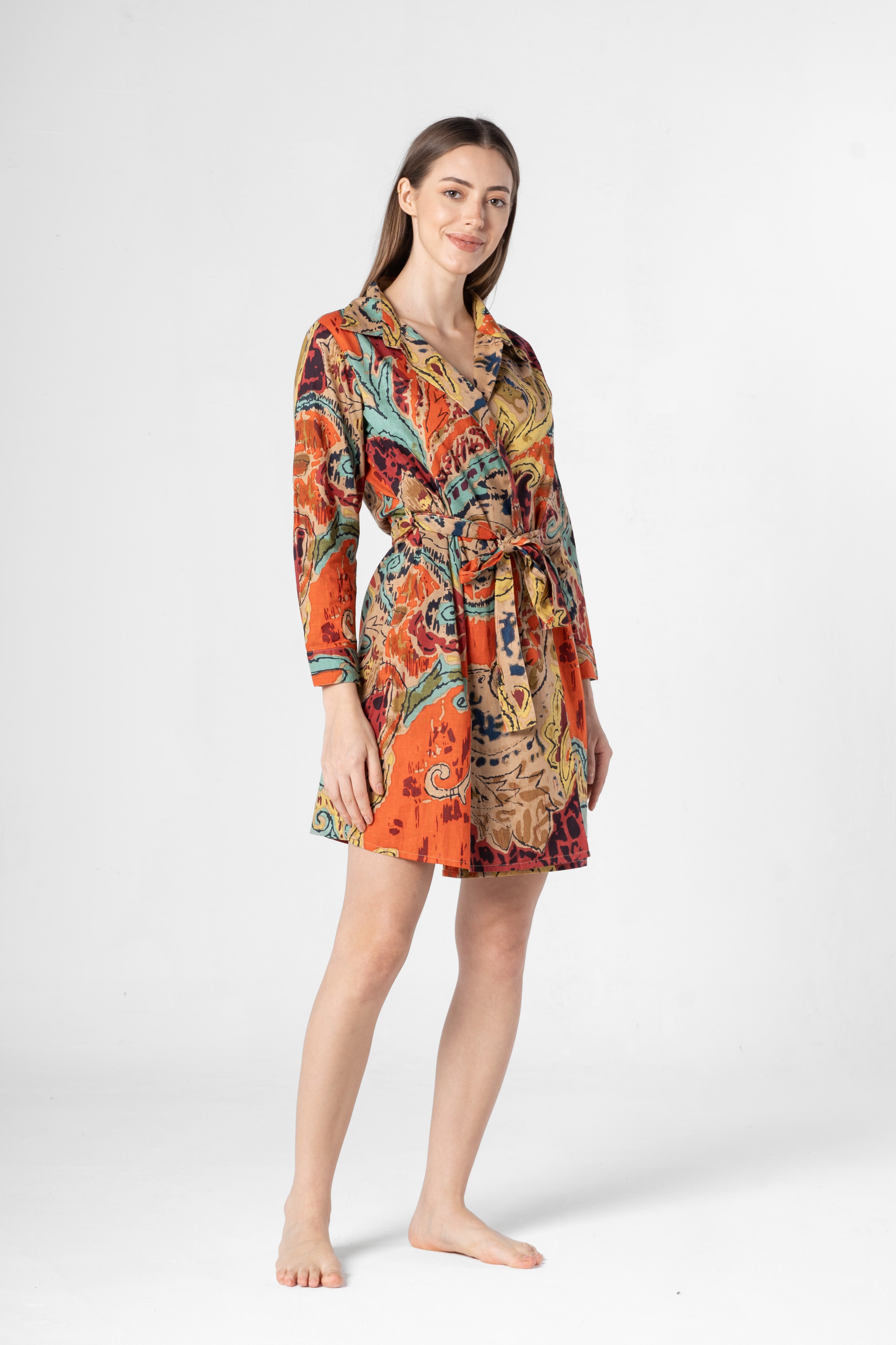 Multicolor V-Neck Dress for Women - SanskrutiHomes