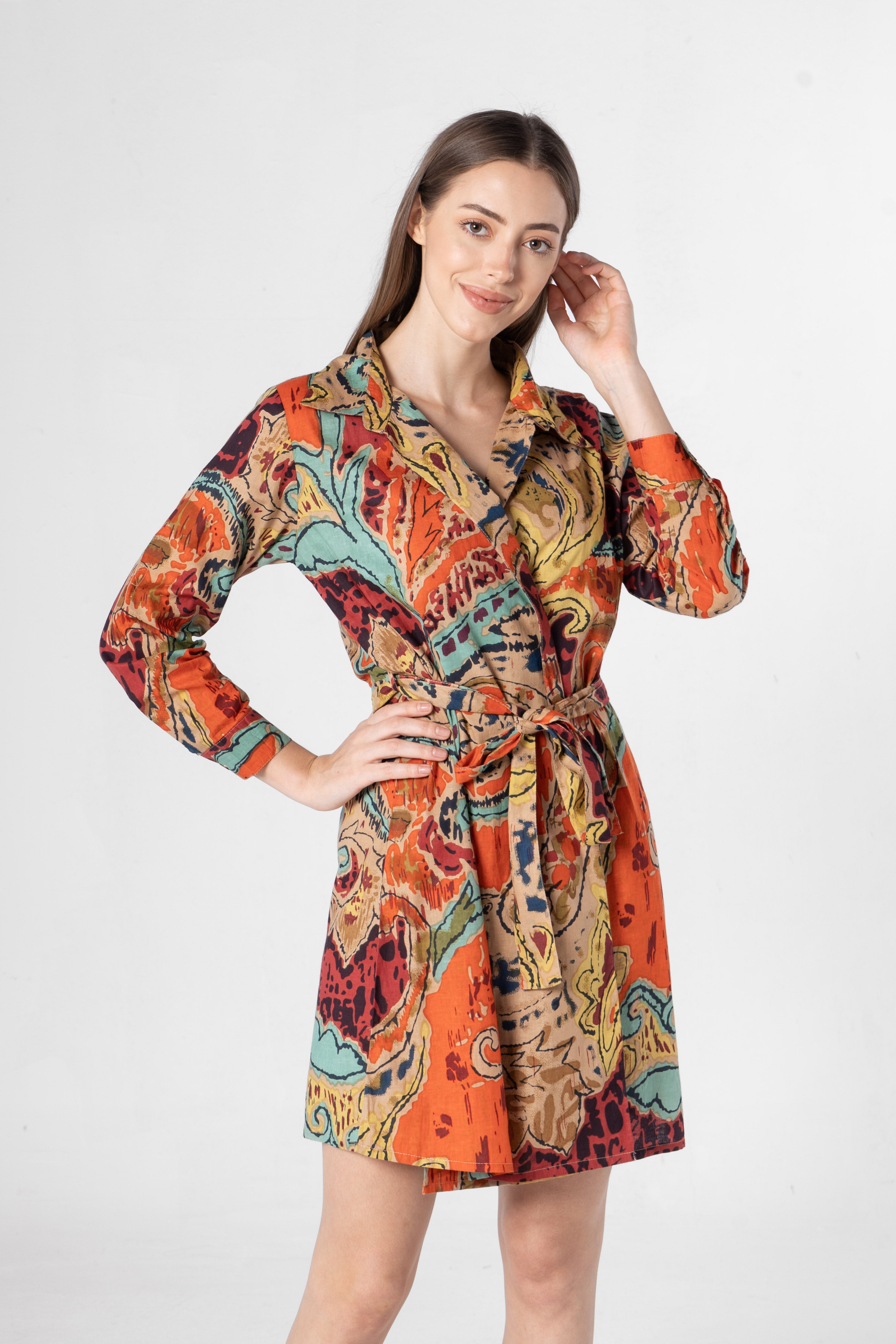 Multicolor V-Neck Dress for Women