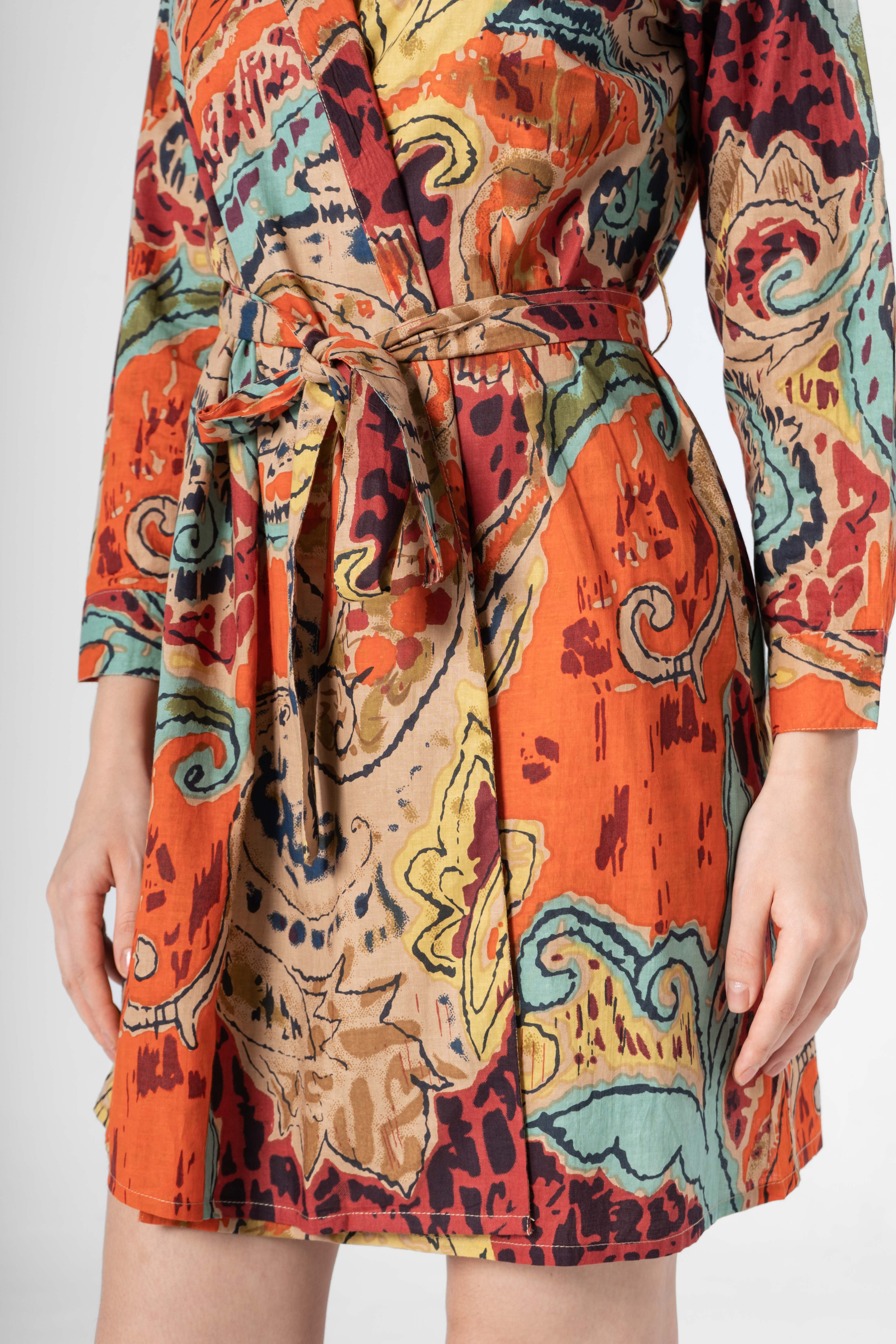 Multicolor V-Neck Dress for Women - SanskrutiHomes