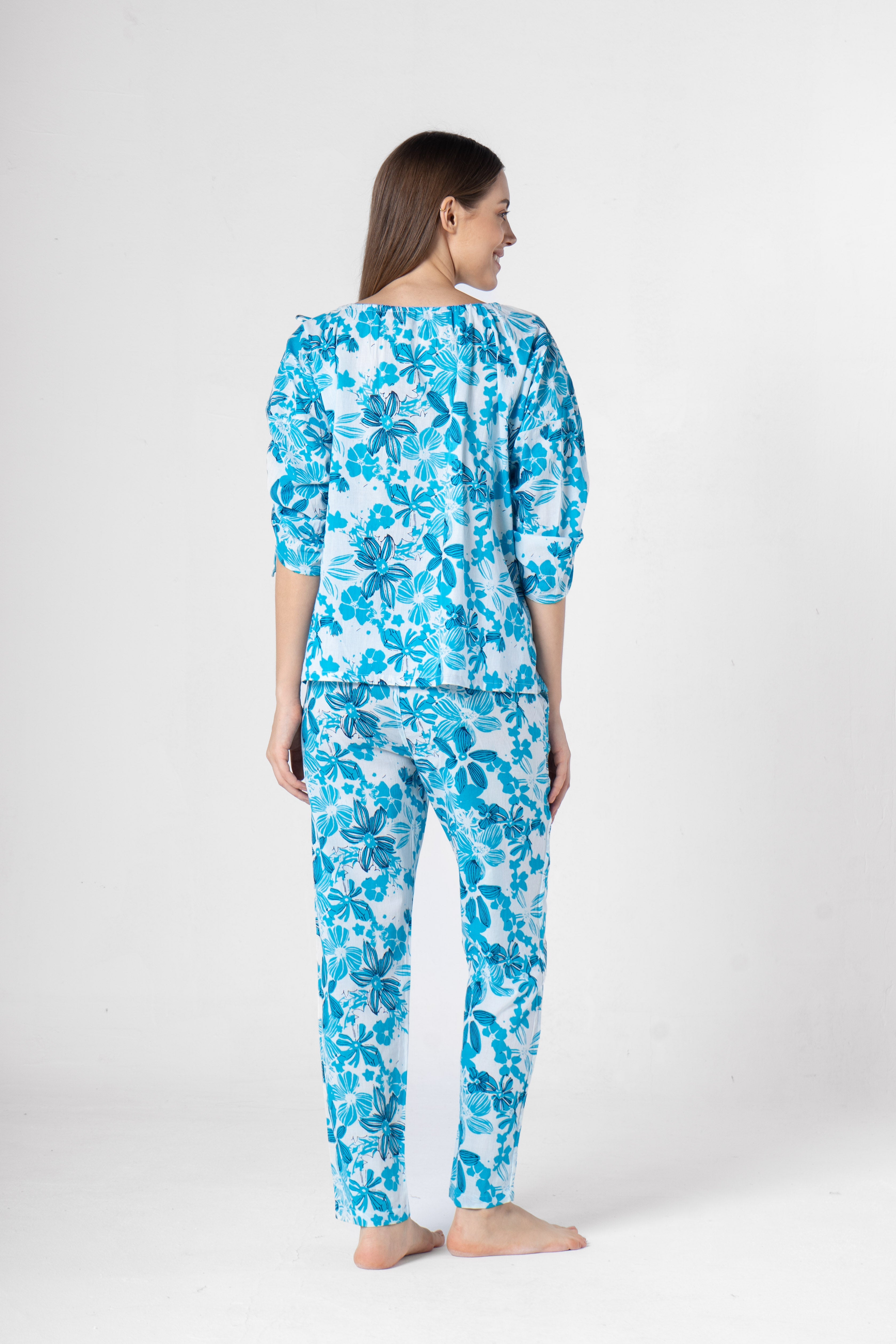 Blue Cotton Printed Co-ords Set for Women - SanskrutiHomes