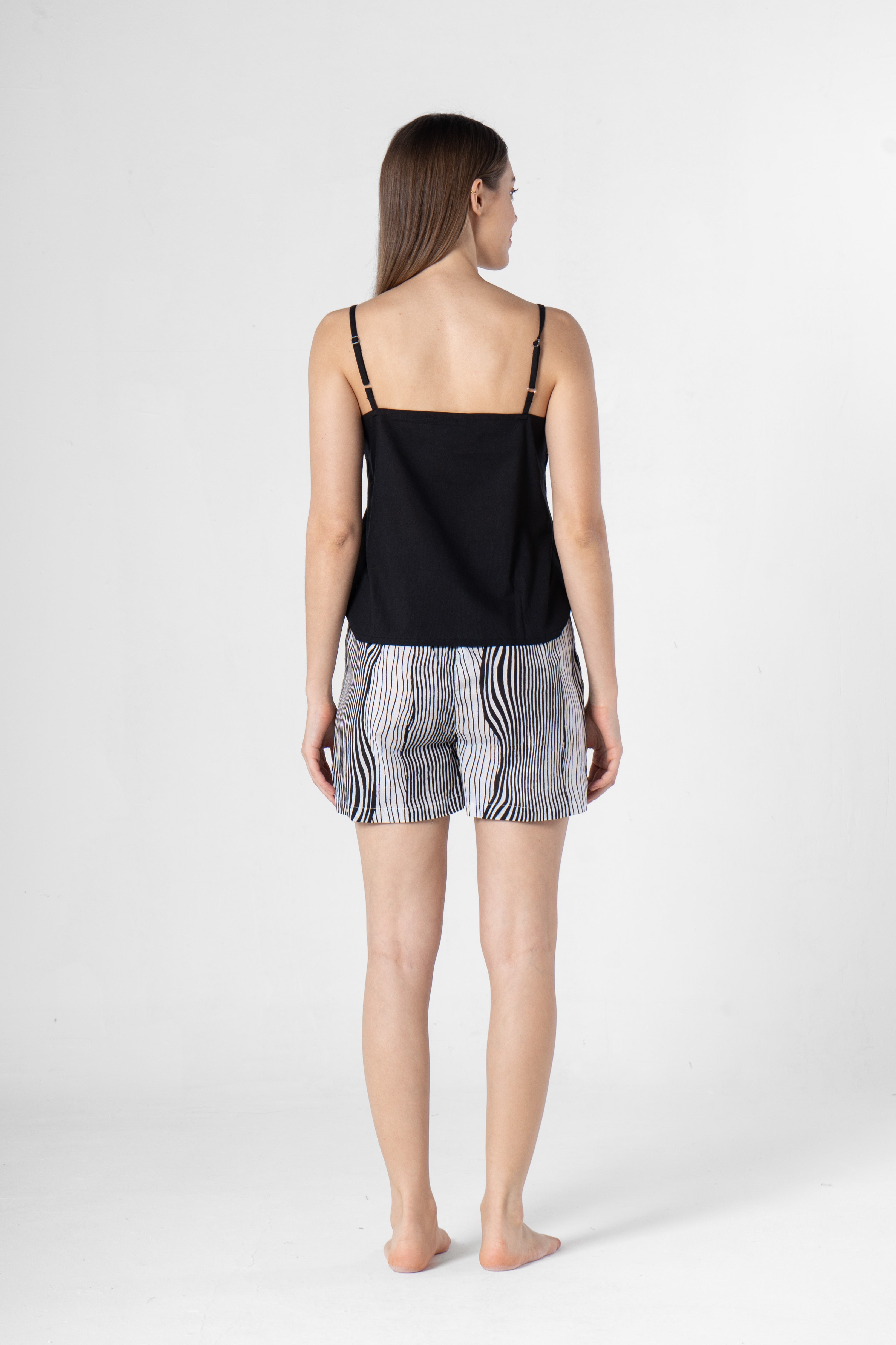 Strips Printed Top & Short Night Suit