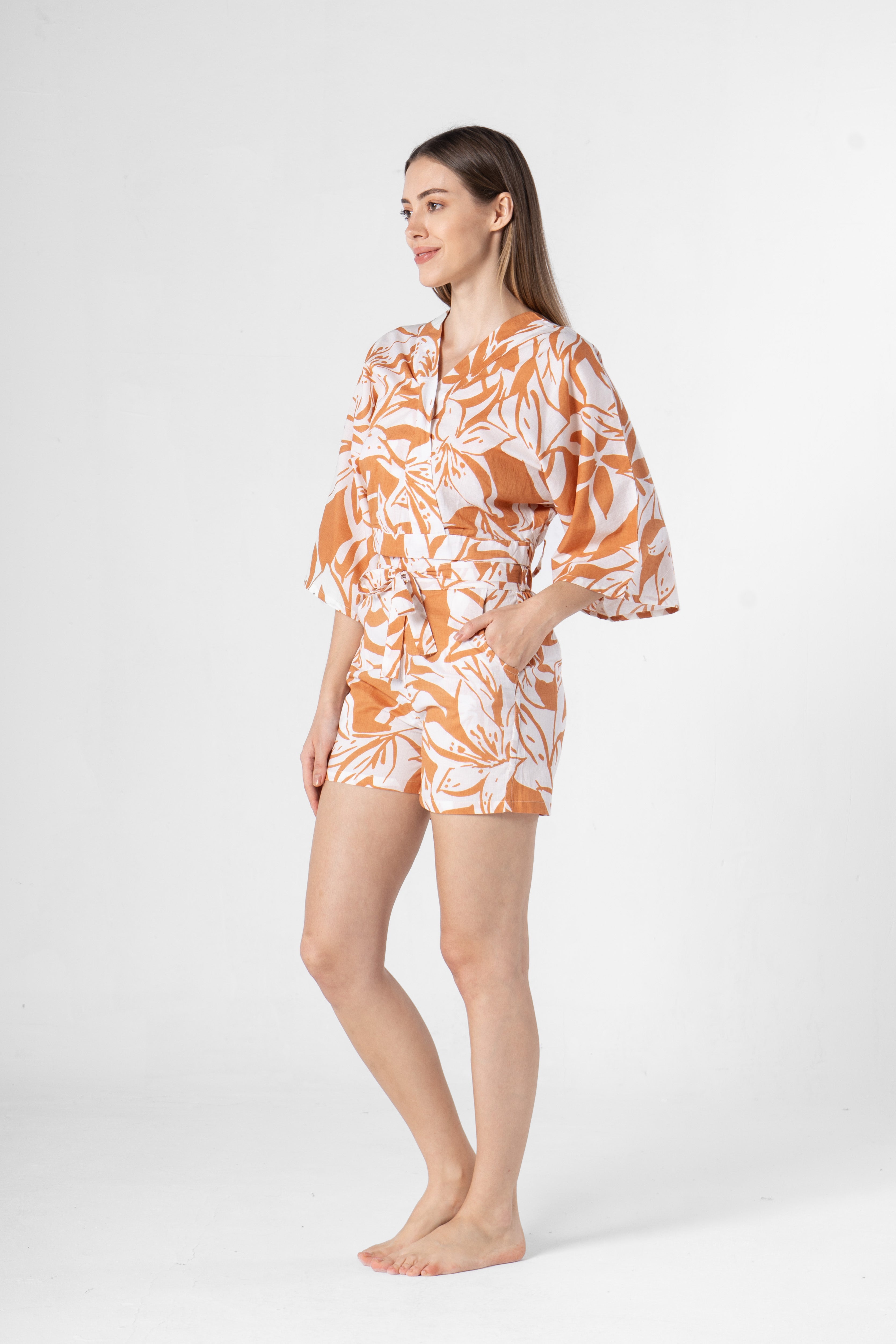 Floral Printed Co-ords Set with Shorts - SanskrutiHomes