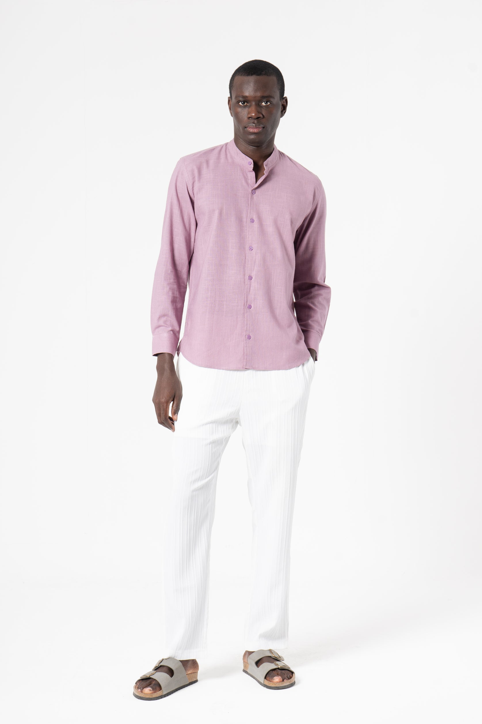 Grey Solid Print Full Sleeve Shirt