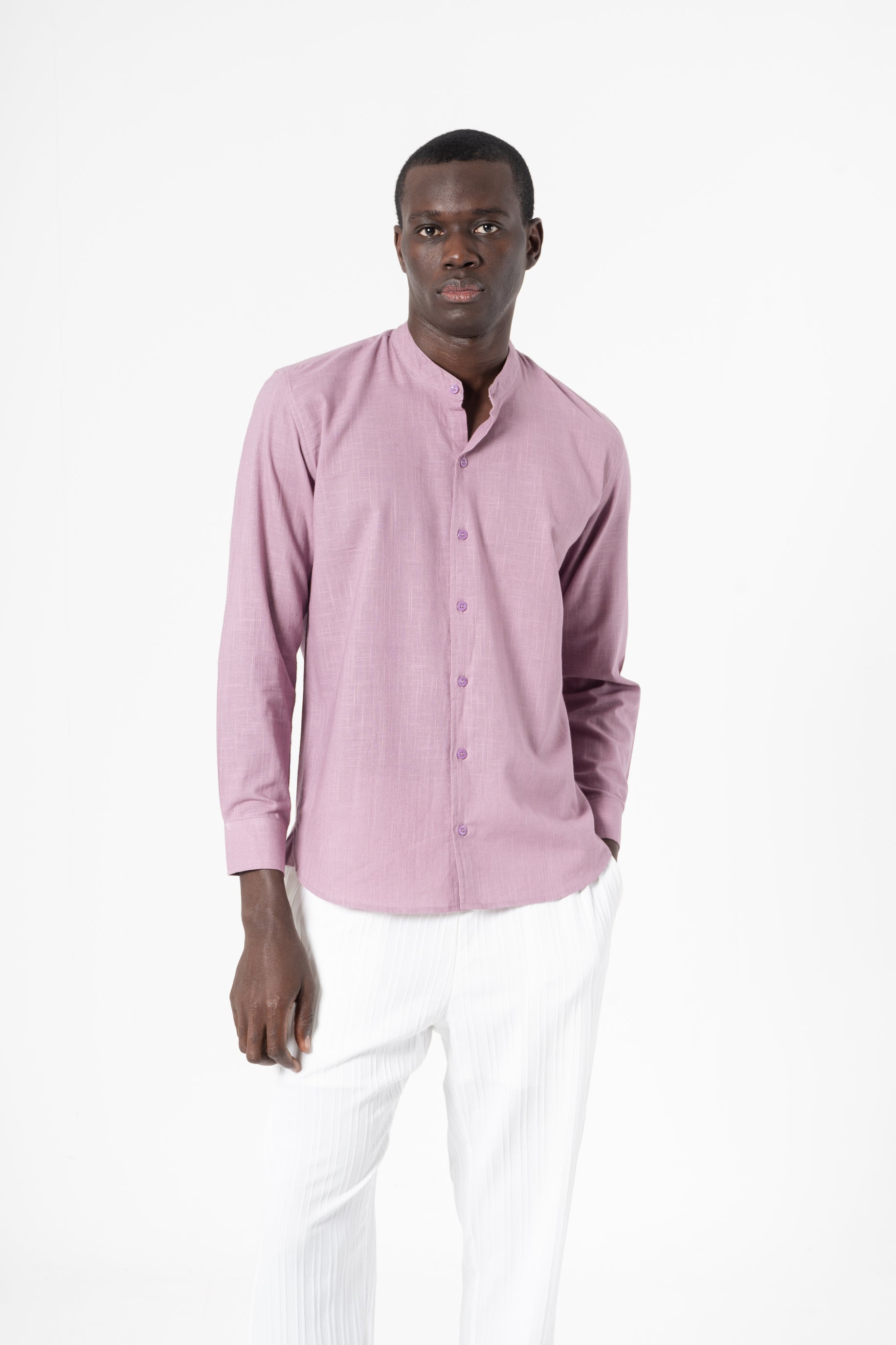 Grey Solid Print Full Sleeve Shirt