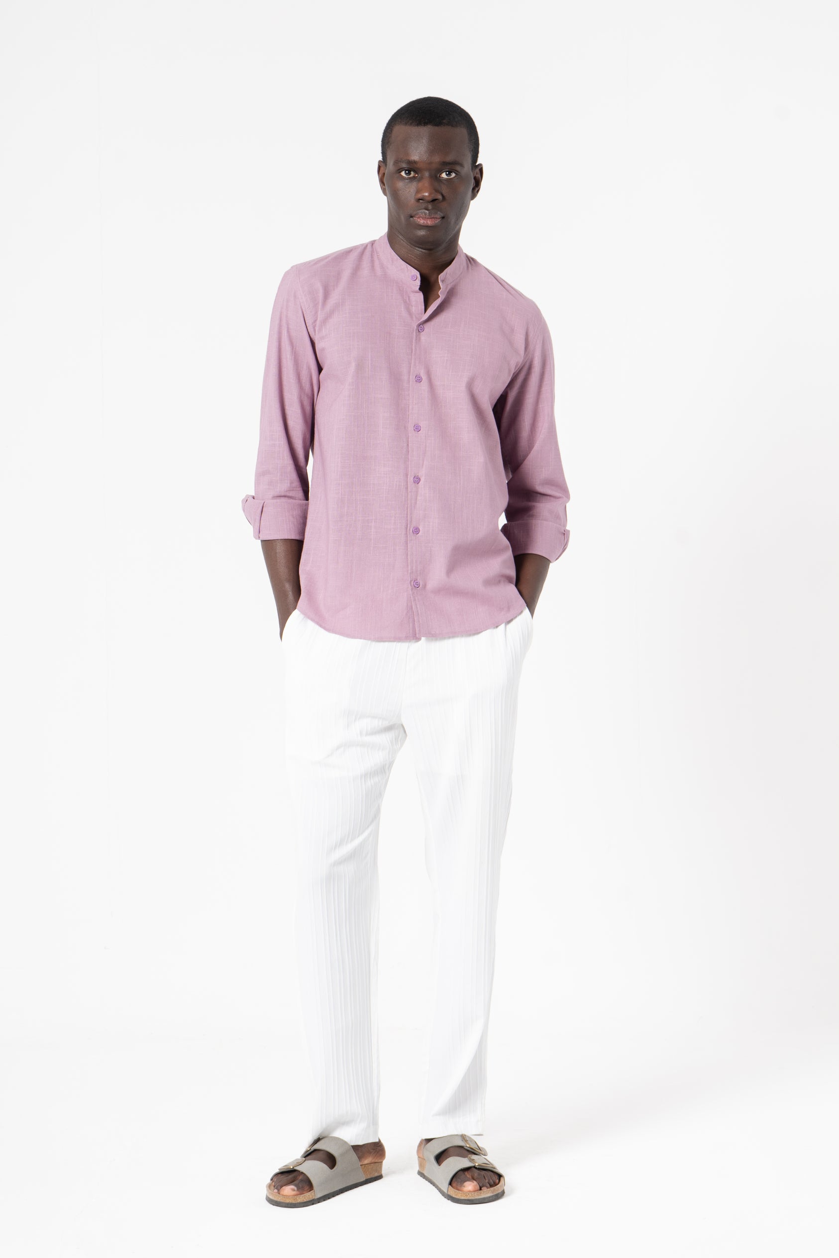 Grey Solid Print Full Sleeve Shirt