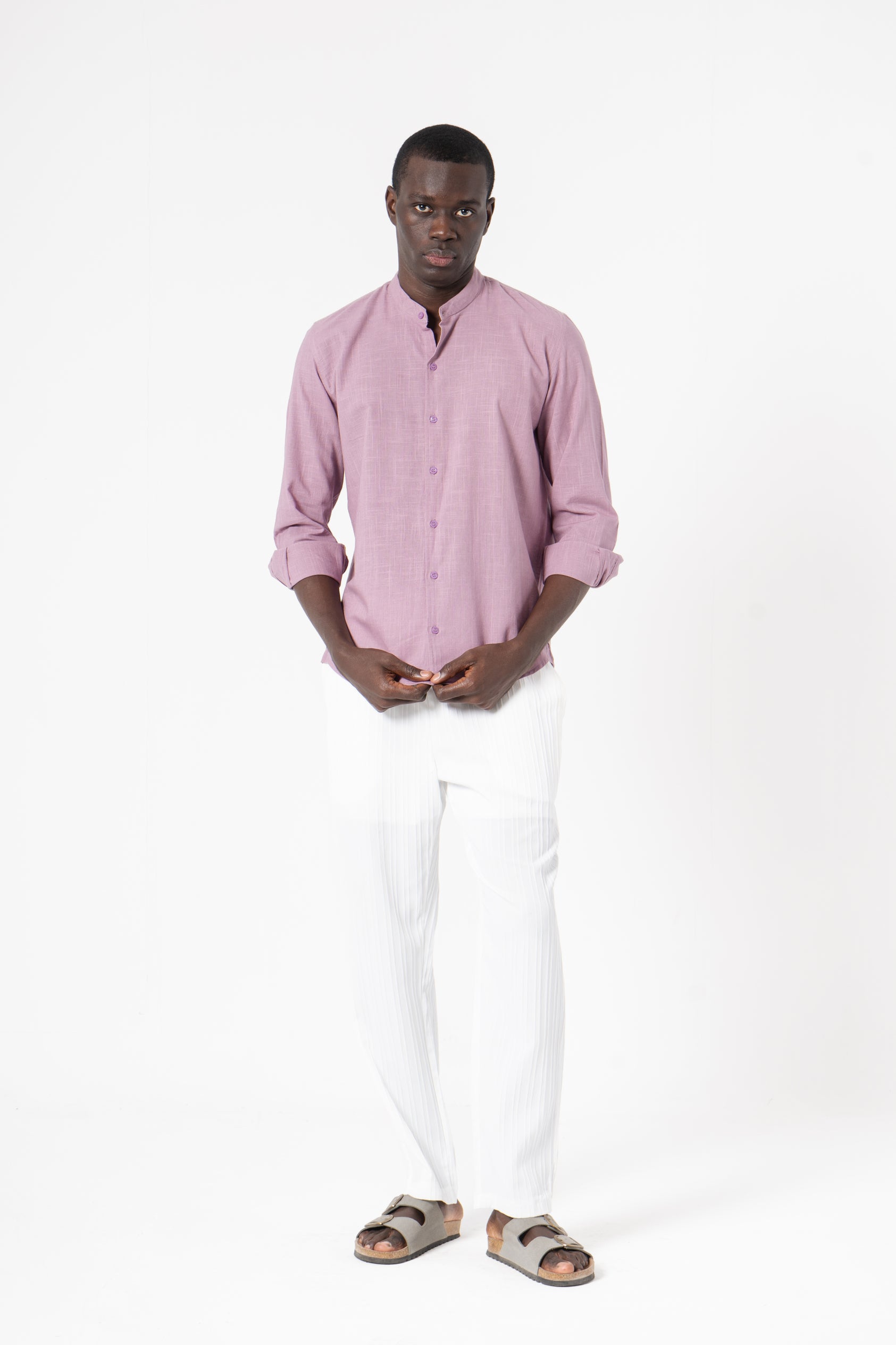 Grey Solid Print Full Sleeve Shirt