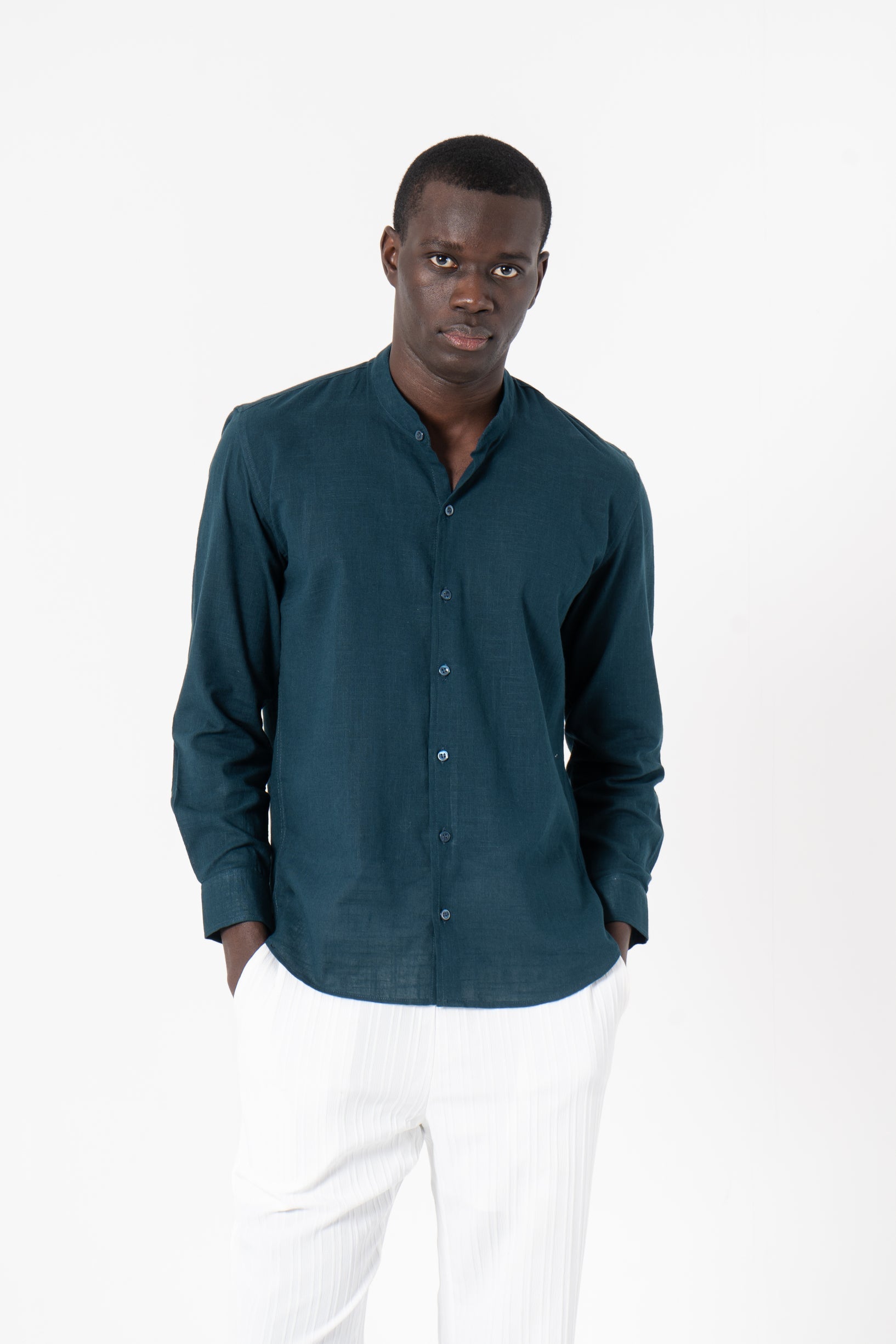 Blue Solid Print Full Sleeve Shirt - SanskrutiHomes