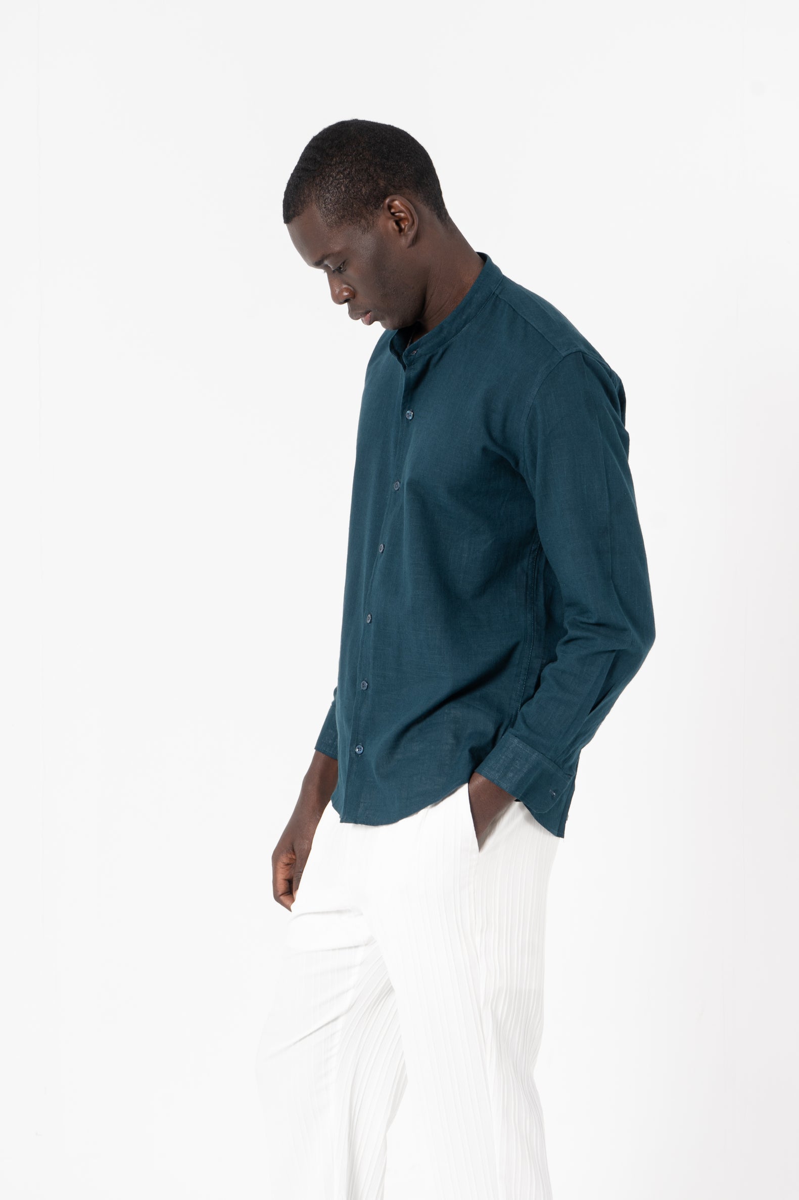 Blue Solid Print Full Sleeve Shirt - SanskrutiHomes
