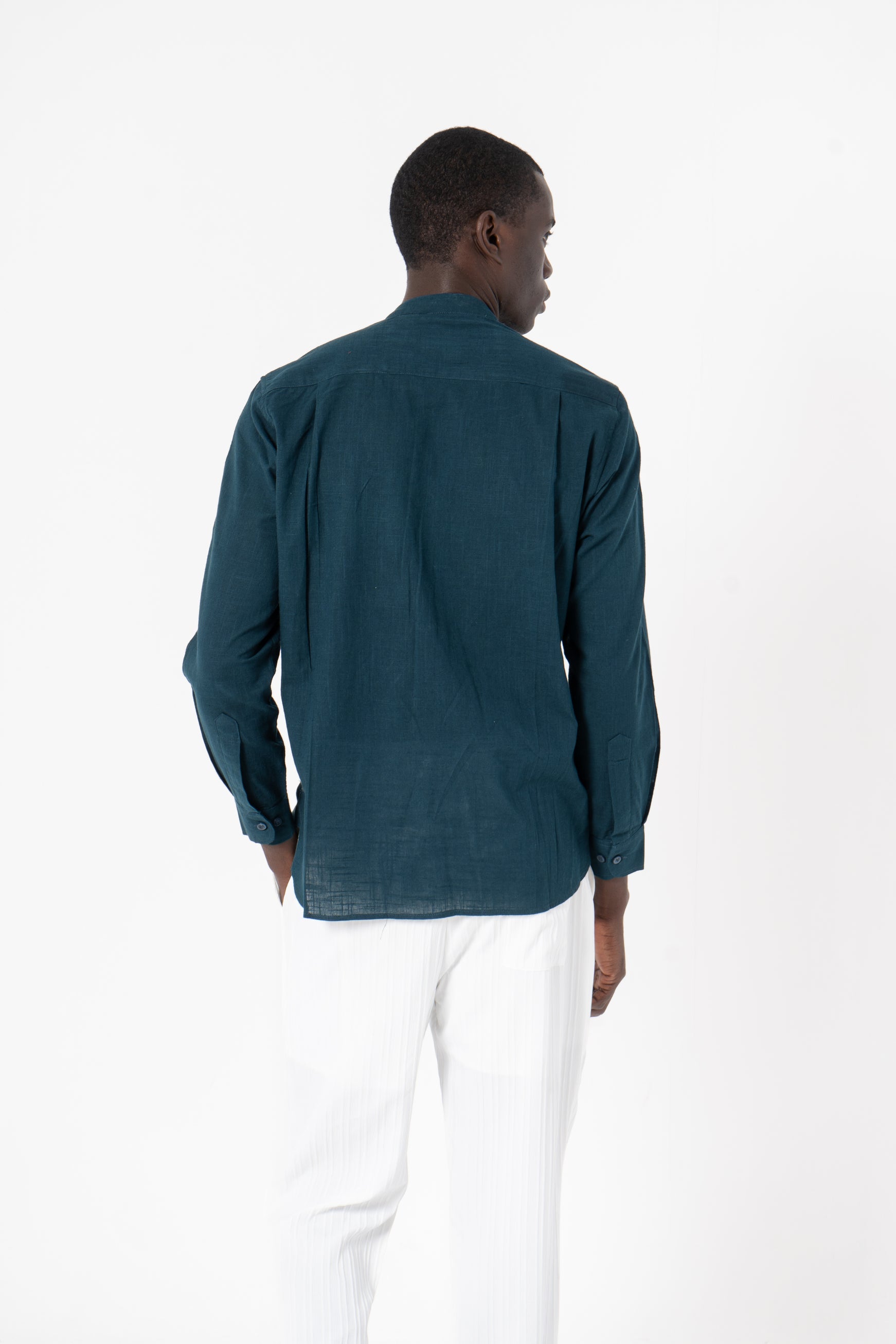 Blue Solid Print Full Sleeve Shirt - SanskrutiHomes