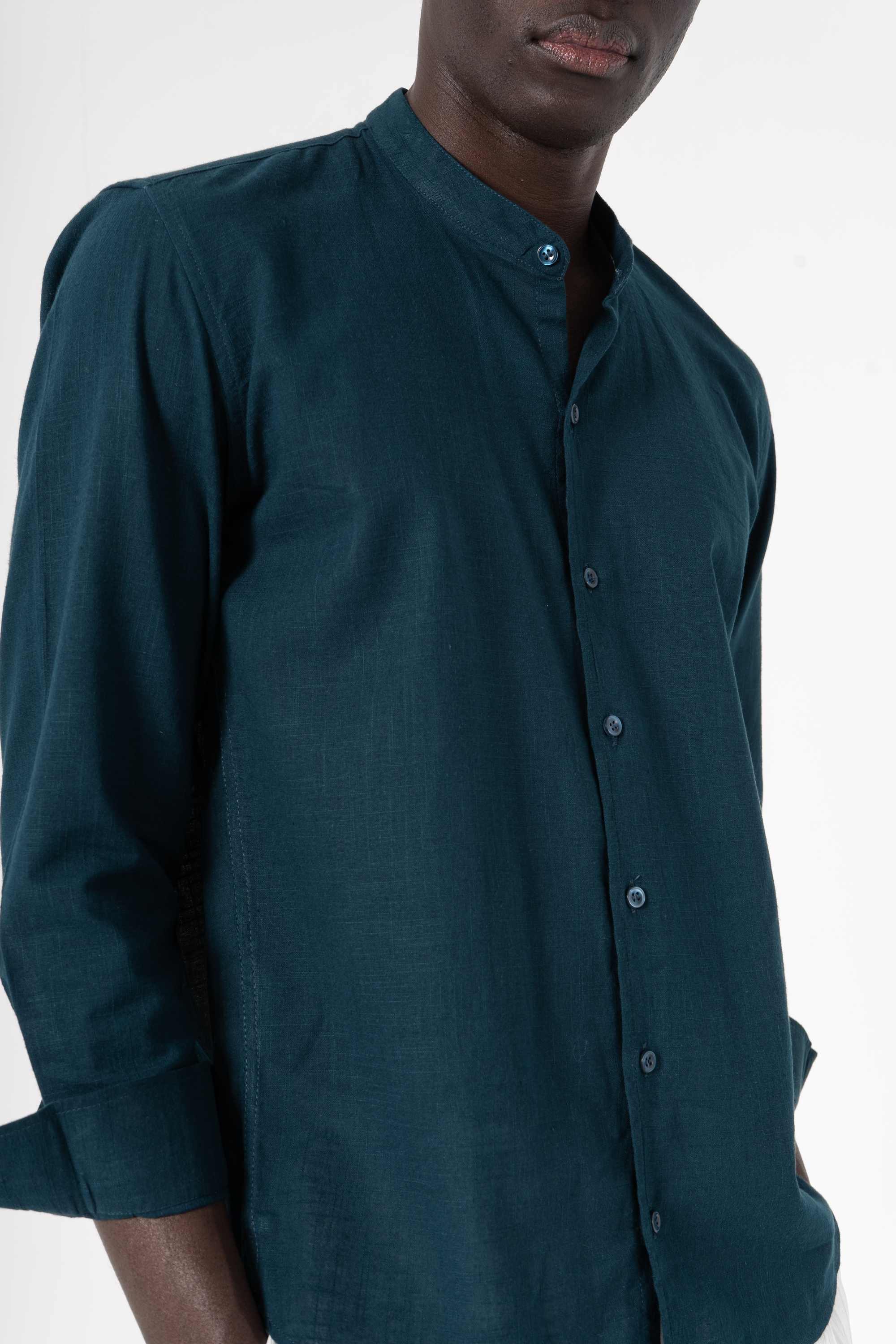 Blue Solid Print Full Sleeve Shirt - SanskrutiHomes