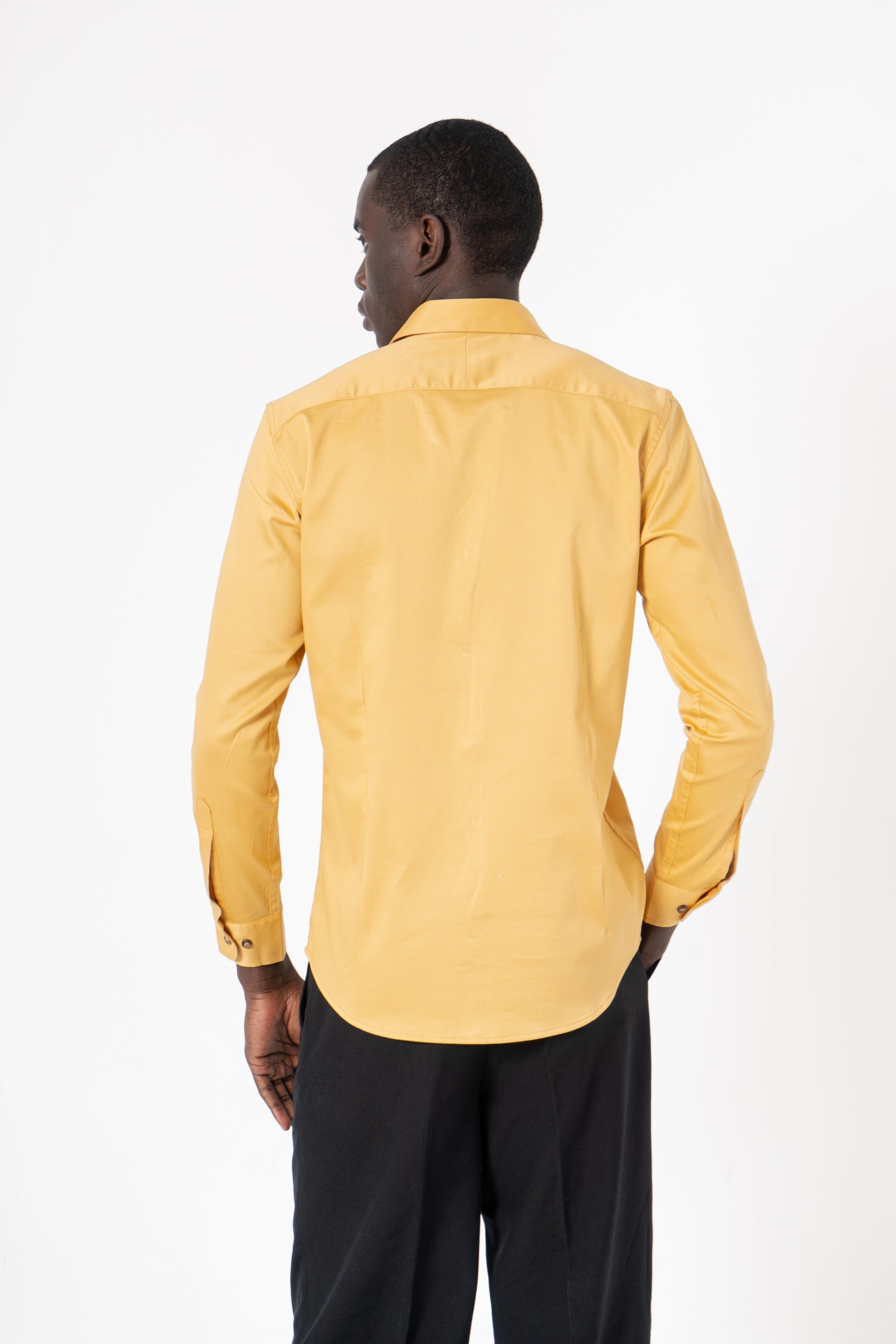 Yellow Solid Print Full Sleeve Shirt - SanskrutiHomes