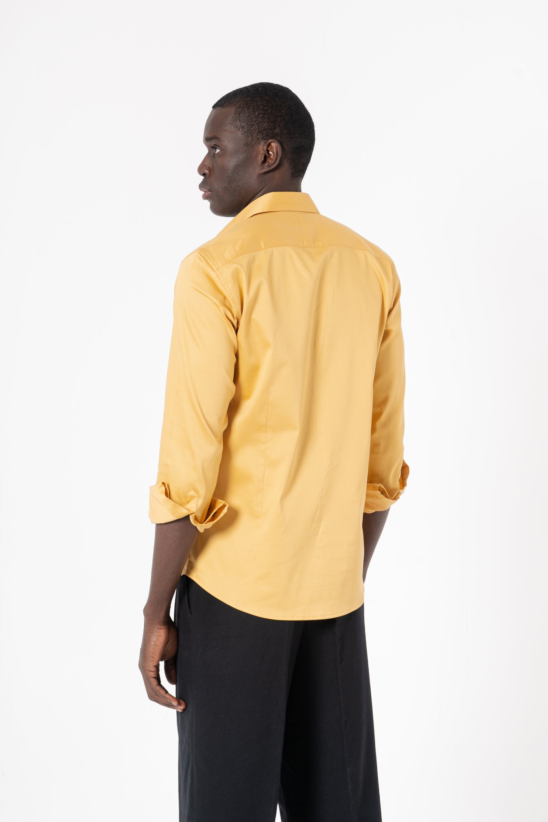 Yellow Solid Print Full Sleeve Shirt - SanskrutiHomes
