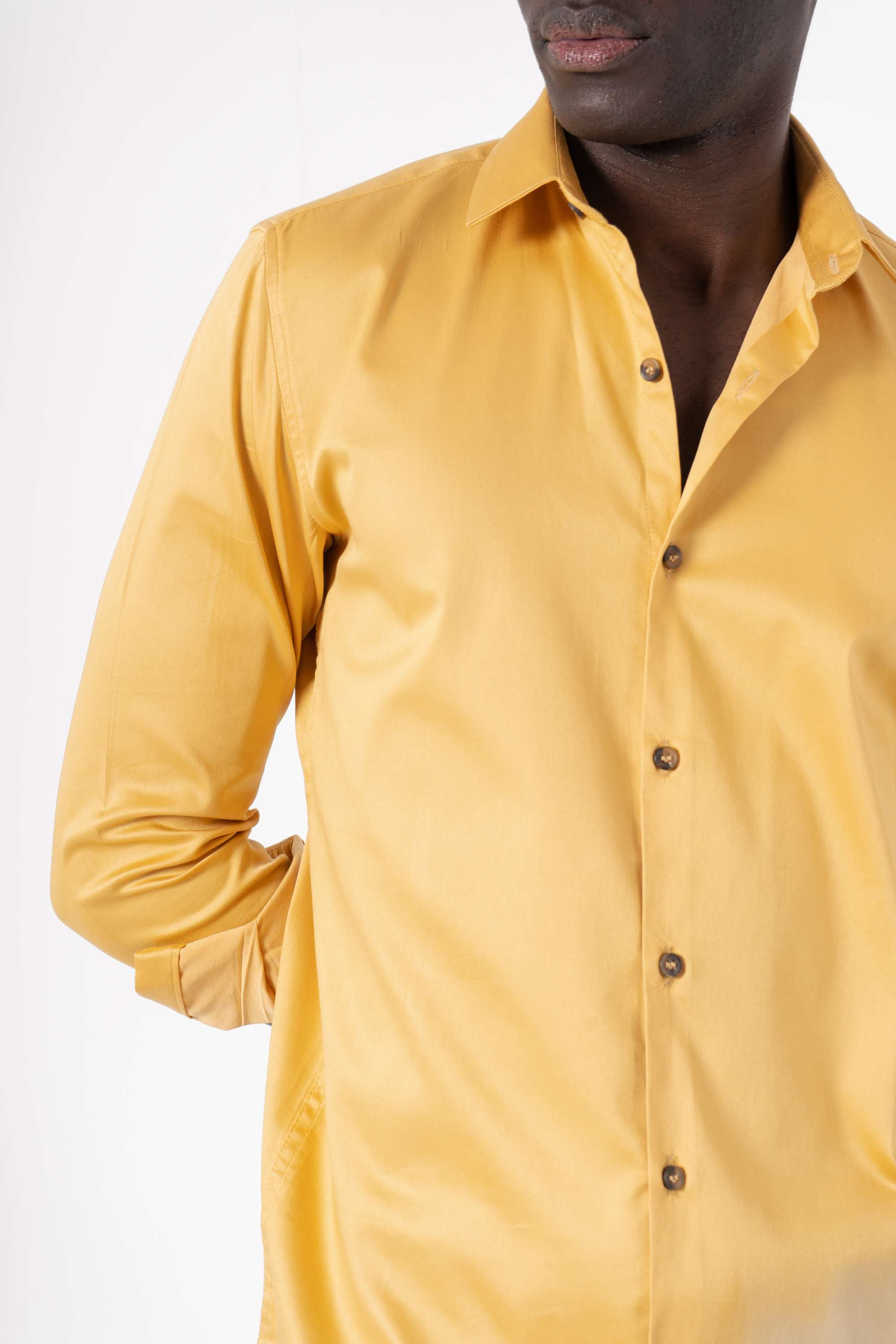 Yellow Solid Print Full Sleeve Shirt - SanskrutiHomes