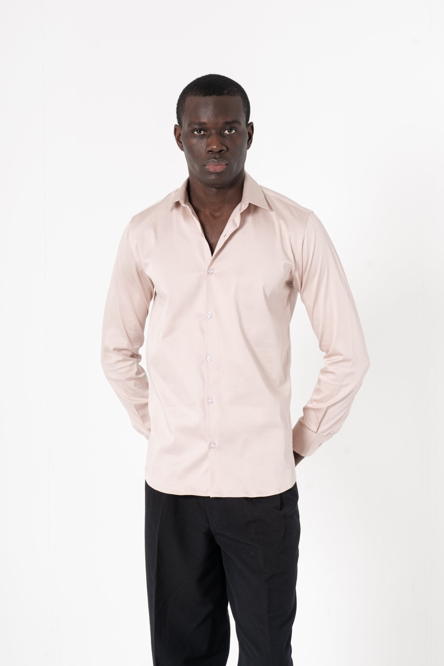 Cream Solid Print Full Sleeve Shirt